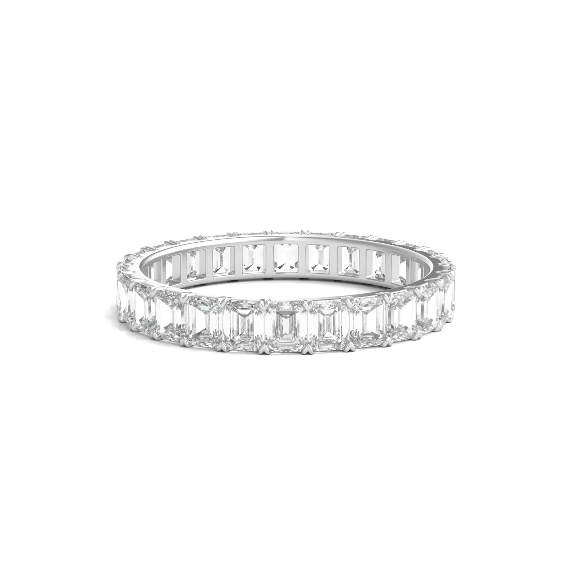 2 CT. Tw. Lab Grown Emerald-Cut Diamond Eternity Band Ring Platinum White Size 8 3mm