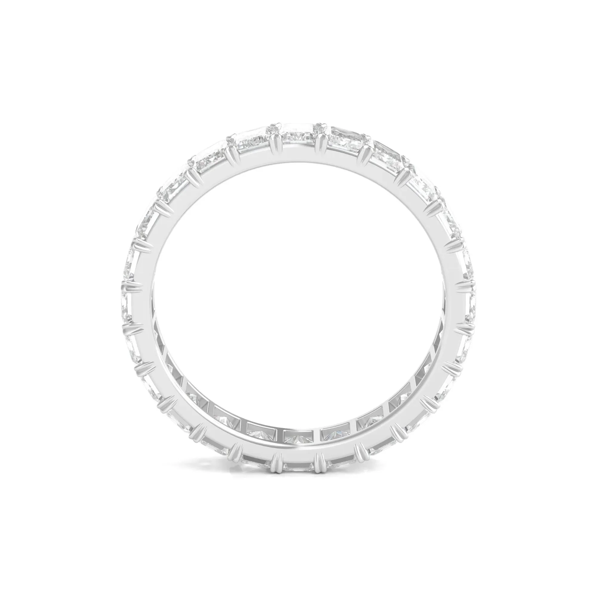 3 CT. Tw. Lab Grown Emerald-Cut Diamond Eternity Band Ring Platinum White Size 5.5 3mm - Image 2