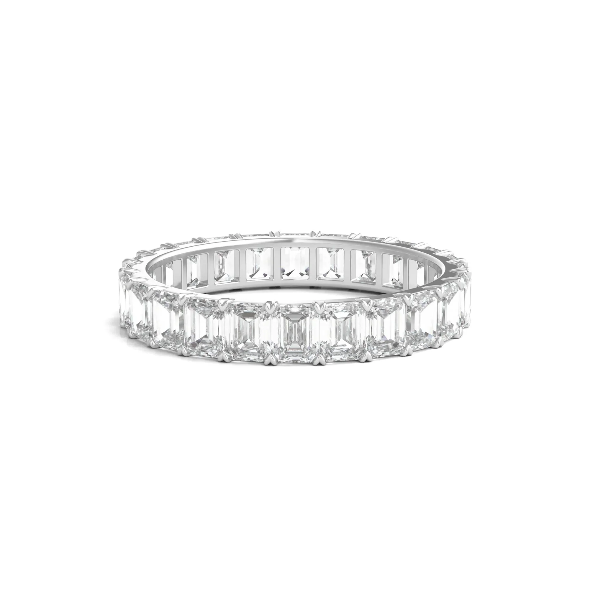 3 CT. Tw. Lab Grown Emerald-Cut Diamond Eternity Band Ring Platinum White Size 8 3mm