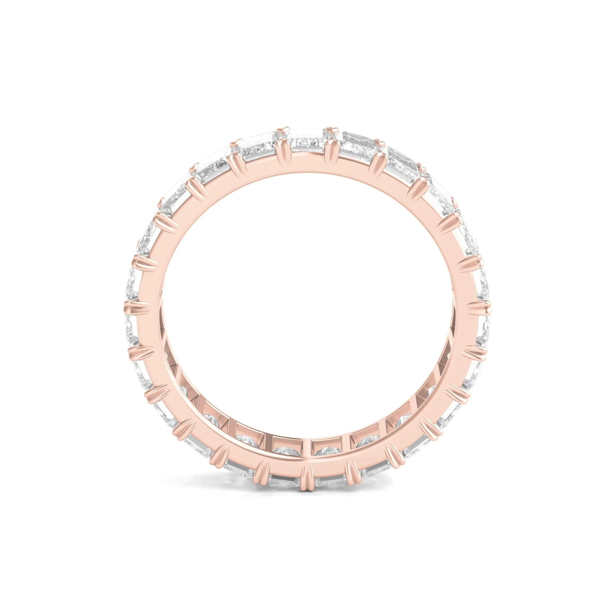 4 CT. Tw. Lab Grown Emerald-Cut Diamond Eternity Band Ring 14K Rose Gold Size 6.5 4mm - Image 2
