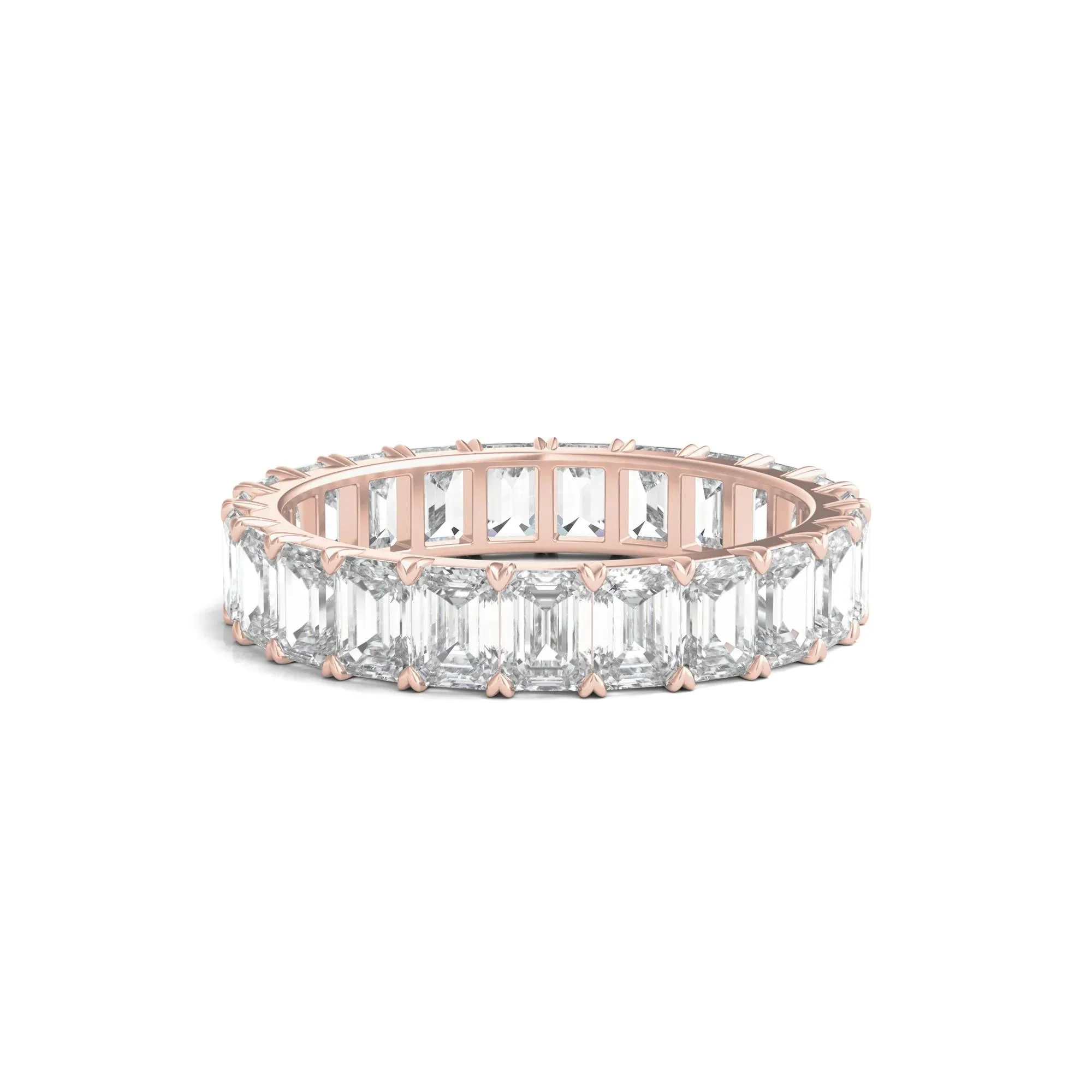 4 CT. Tw. Lab Grown Emerald-Cut Diamond Eternity Band Ring 14K Rose Gold Size 8.5 4mm