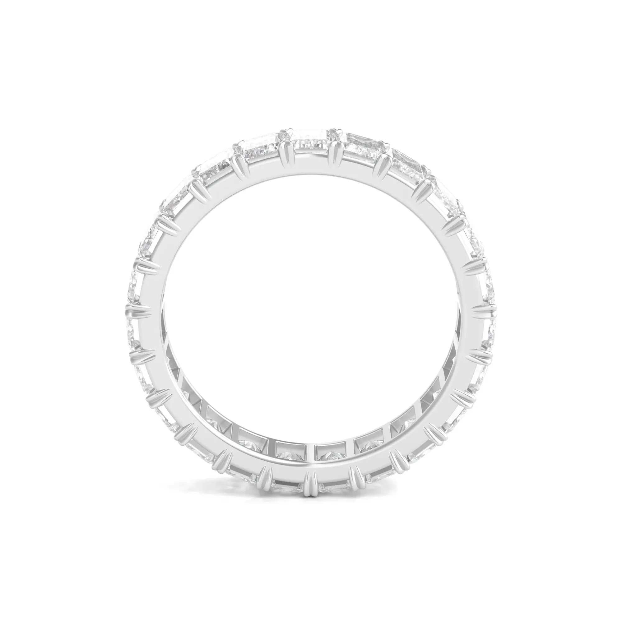 4 CT. Tw. Lab Grown Emerald-Cut Diamond Eternity Band Ring 14K White Gold Size 4 4mm - Image 2