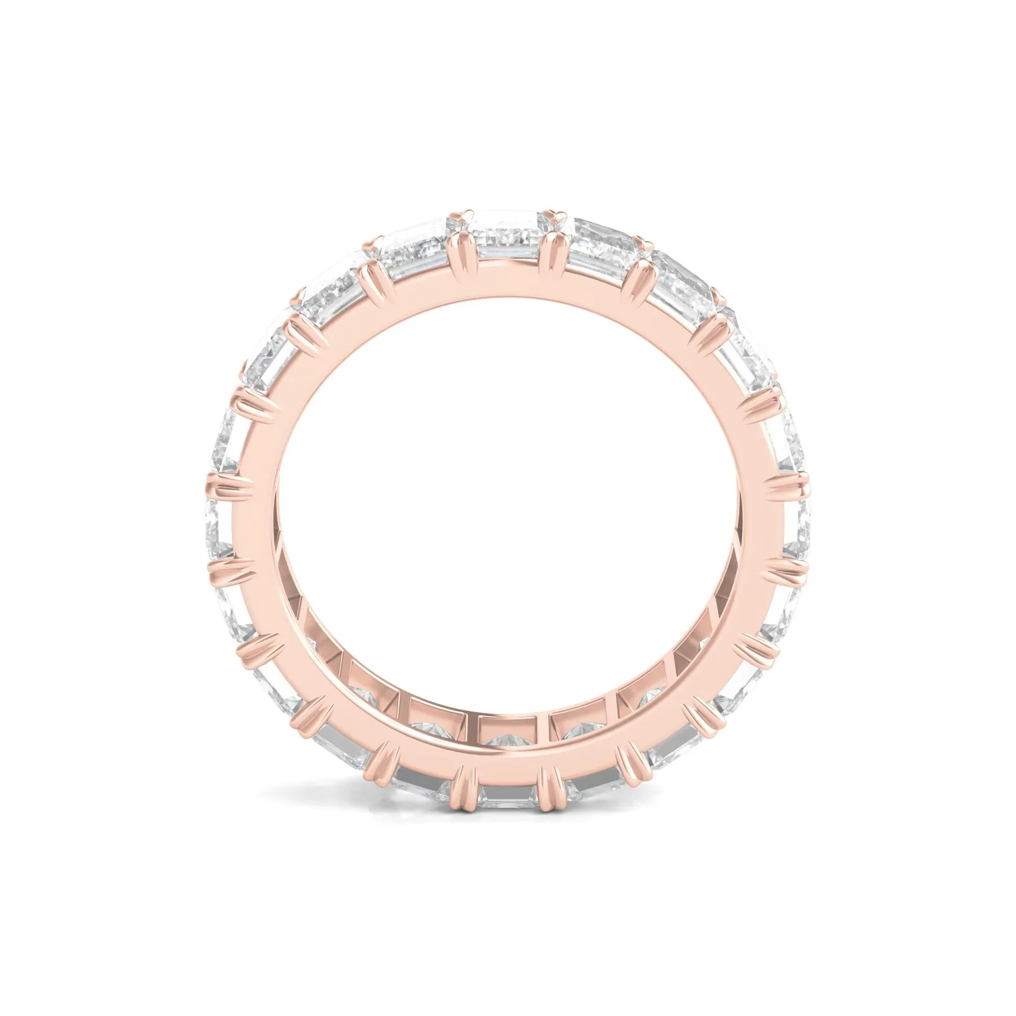 5 CT. Tw. Lab Grown Emerald-Cut Diamond Eternity Band Ring 14K Rose Gold Size 8 4mm - Image 2