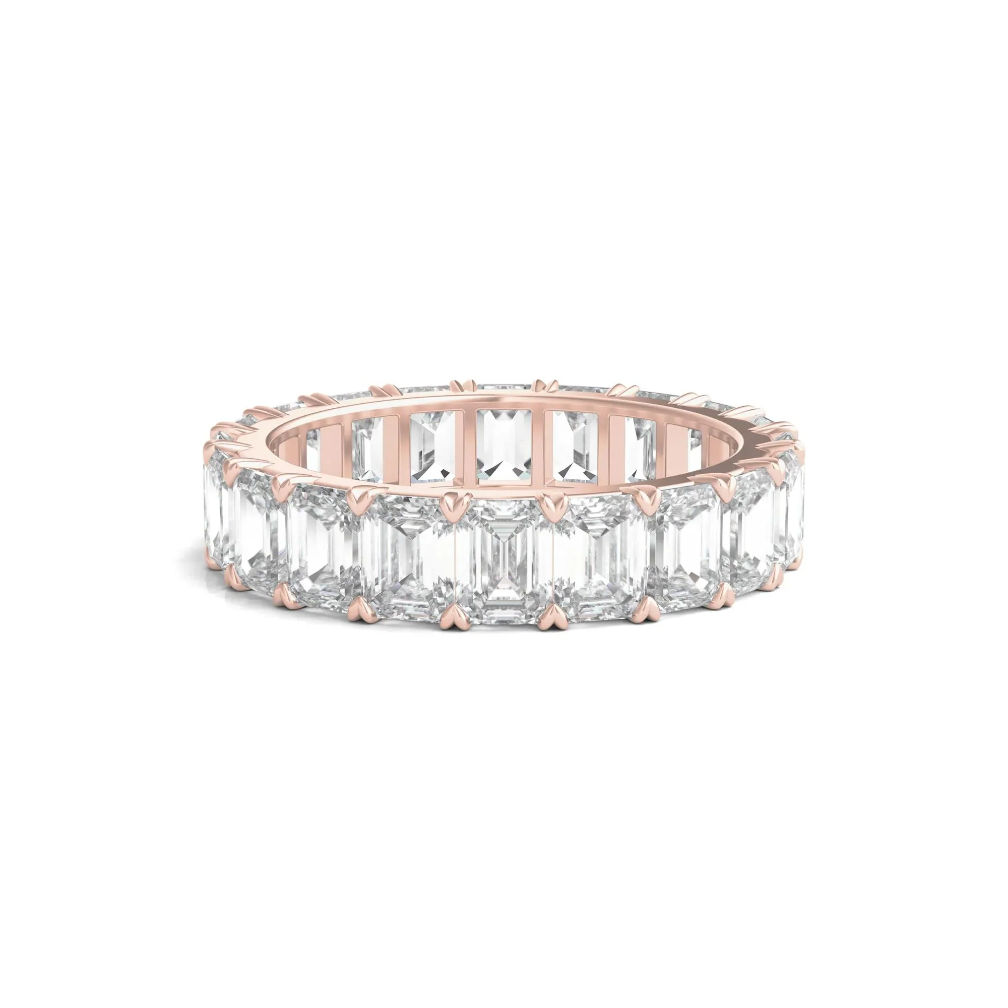 5 CT. Tw. Lab Grown Emerald-Cut Diamond Eternity Band Ring 14K Rose Gold Size 8.5 4mm