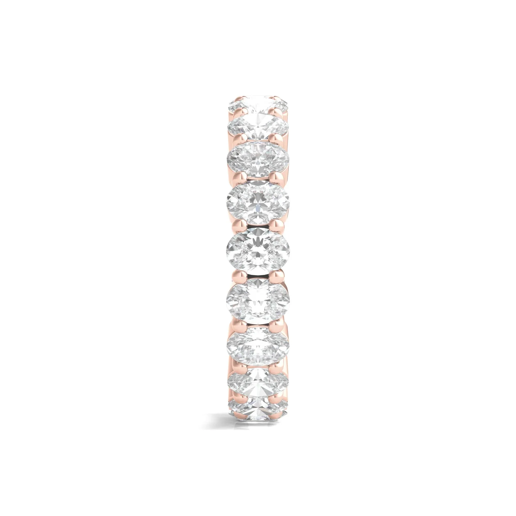 3 CT. Tw. Lab Grown Oval Diamond Eternity Band Ring 14K Rose Gold Size 4 3mm - Image 3