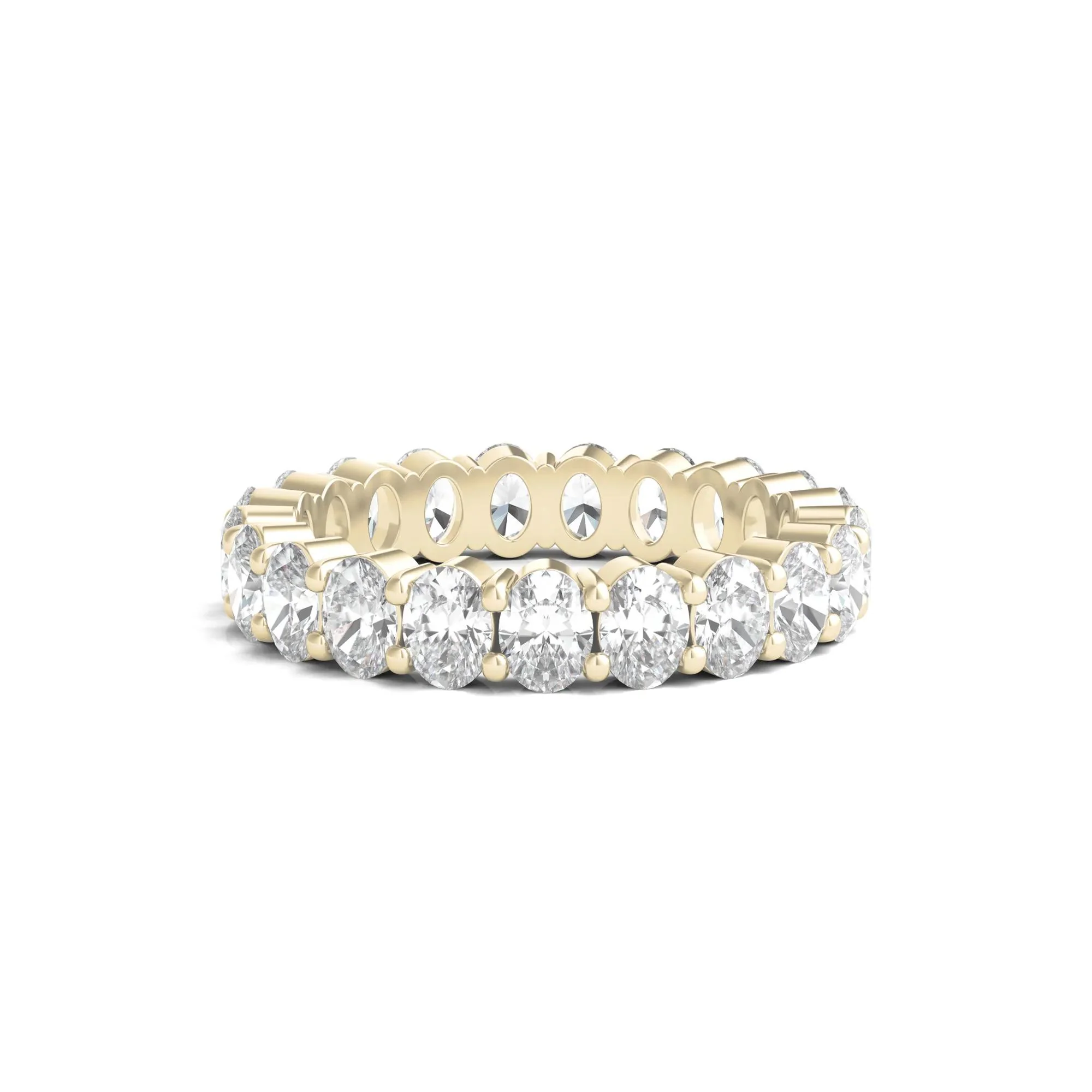 3 CT. Tw. Lab Grown Oval Diamond Eternity Band Ring 14K Yellow Gold Size 5.5 3mm