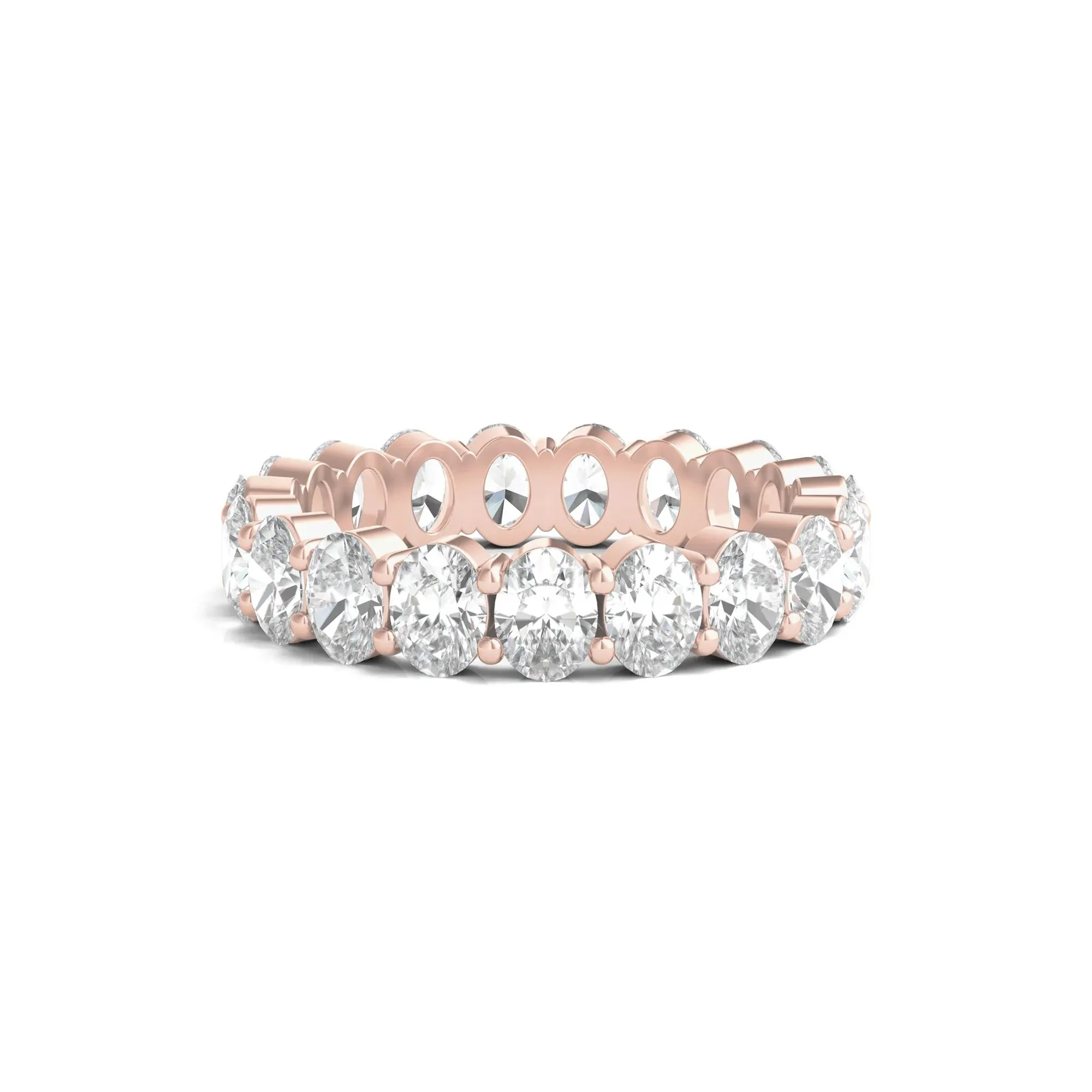 4 CT. Tw. Lab Grown Oval Diamond Eternity Band Ring 14K Rose Gold Size 8.5 4mm