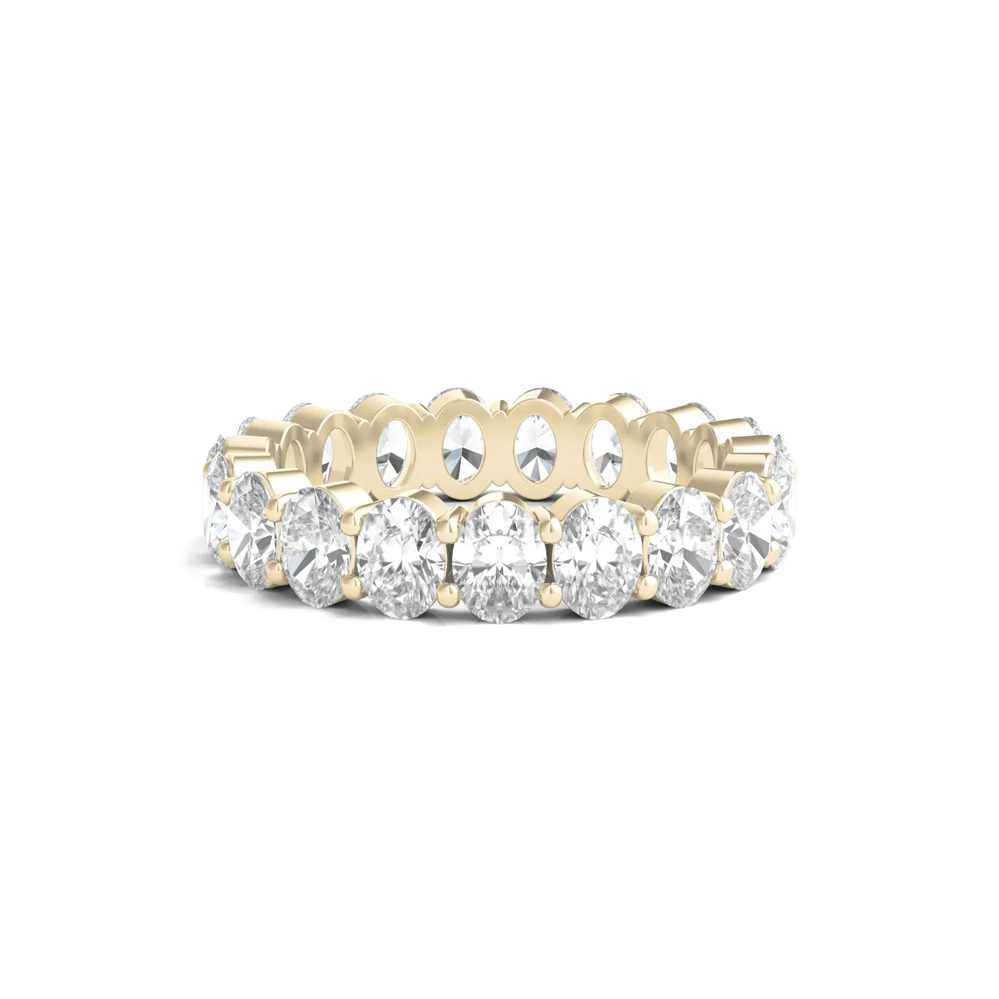 4 CT. Tw. Lab Grown Oval Diamond Eternity Band Ring 14K Yellow Gold Size 5.5 4mm