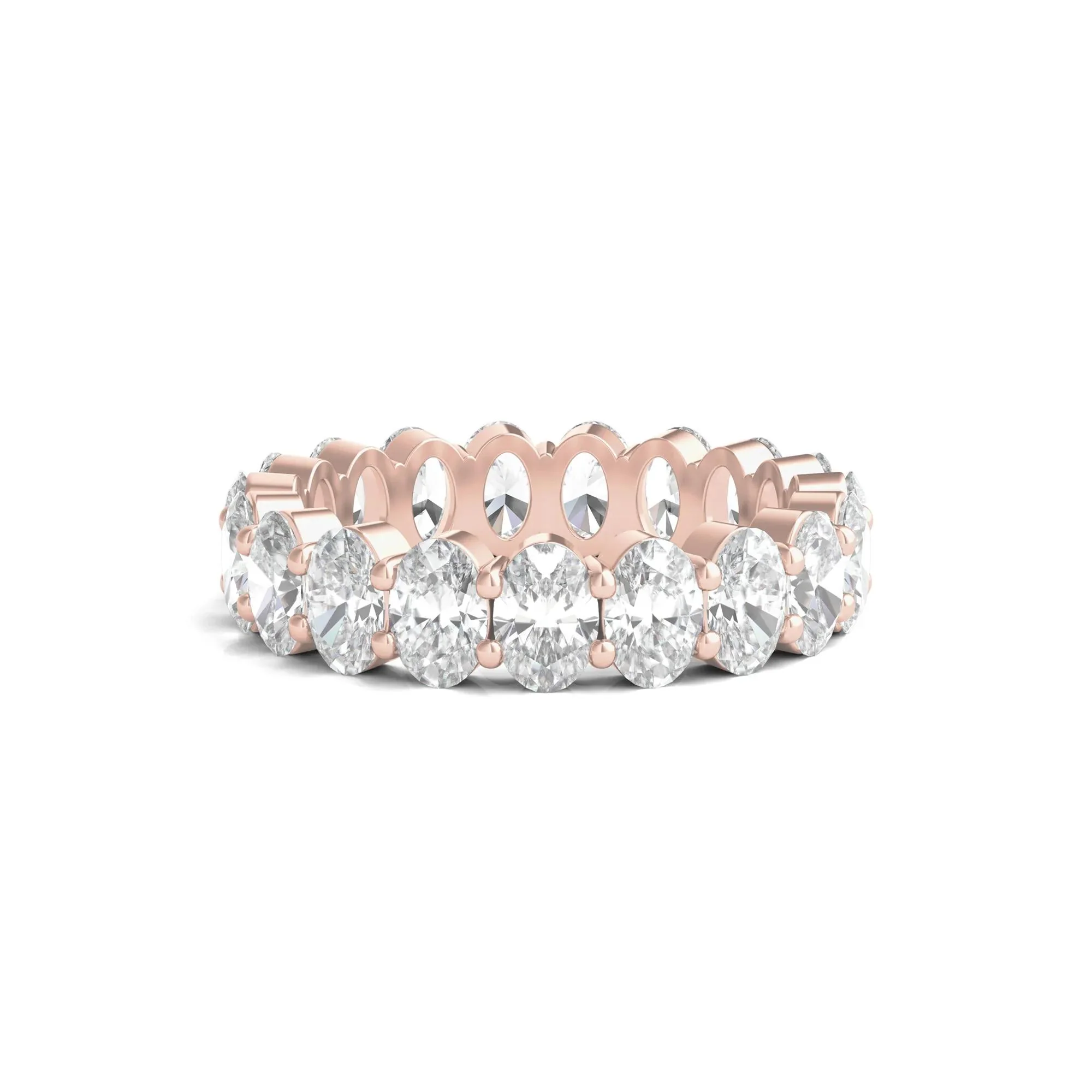 5 CT. Tw. Lab Grown Oval Diamond Eternity Band Ring 14K Rose Gold Size 4.5 4mm