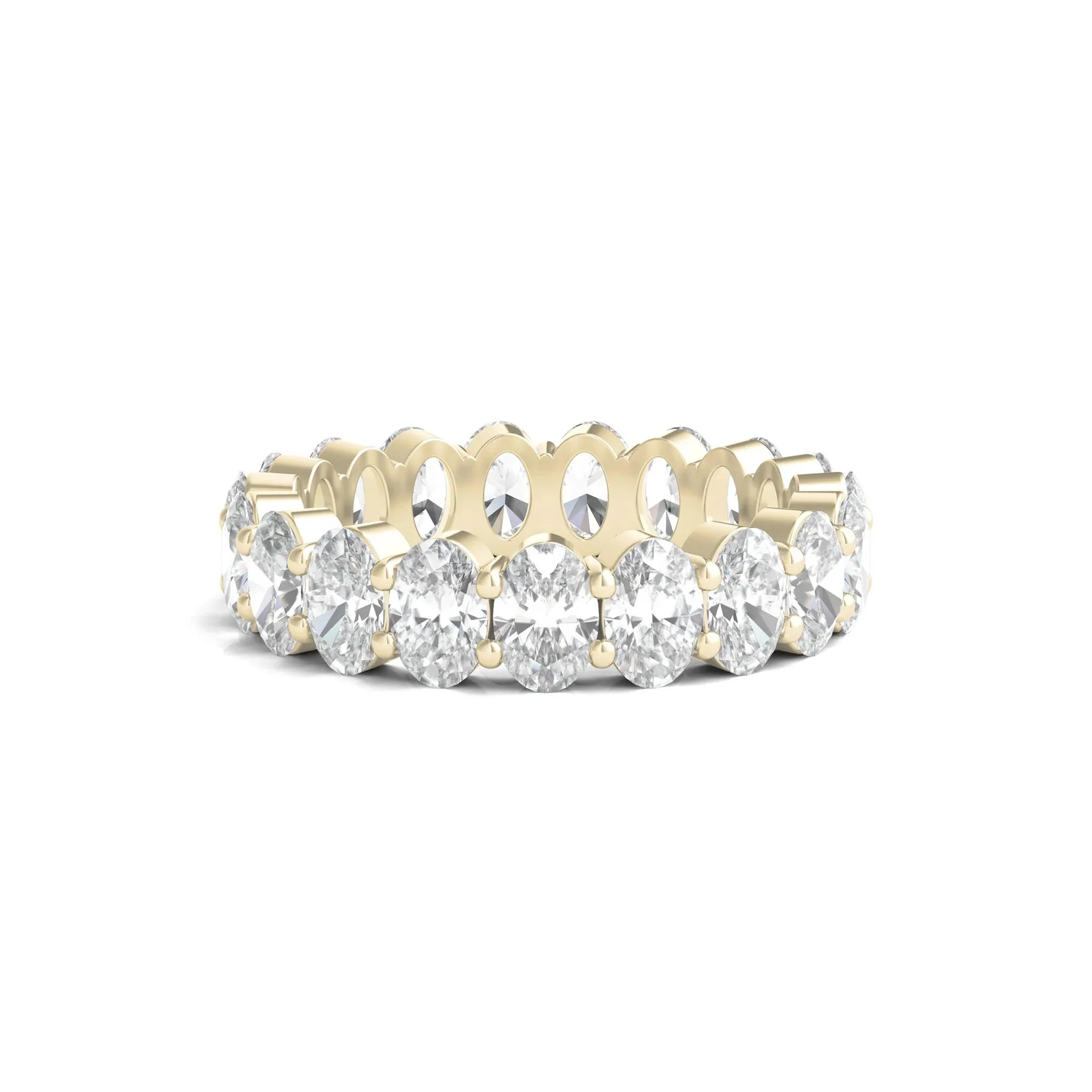 5 CT. Tw. Lab Grown Oval Diamond Eternity Band Ring 14K Yellow Gold Size 5.5 4mm