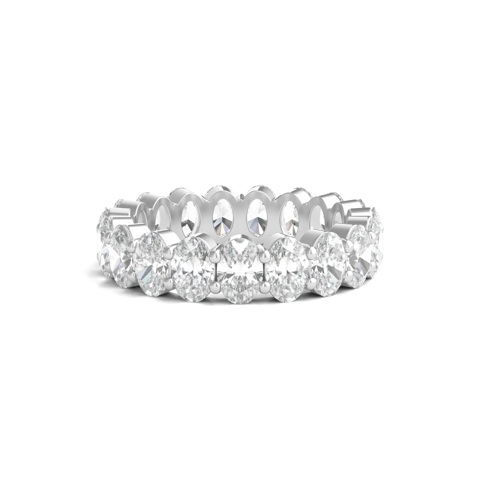 5 CT. Tw. Lab Grown Oval Diamond Eternity Band Ring Platinum White Size 9 4mm