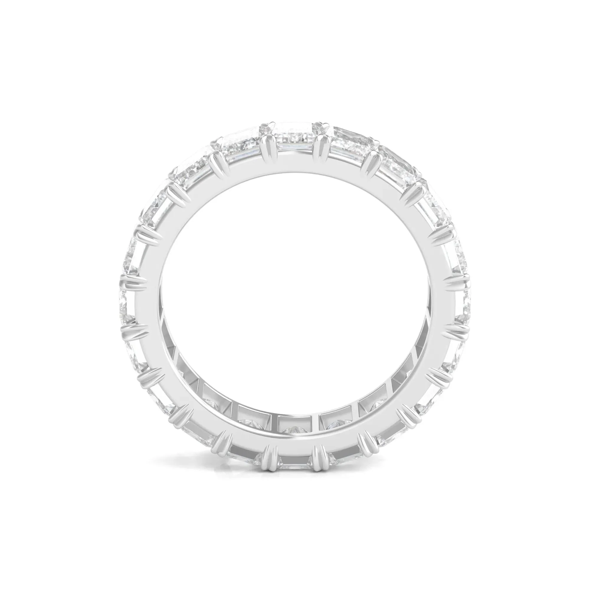 5 CT. Tw. Lab Grown Emerald-Cut Diamond Eternity Band Ring Platinum White Size 4 4mm - Image 2