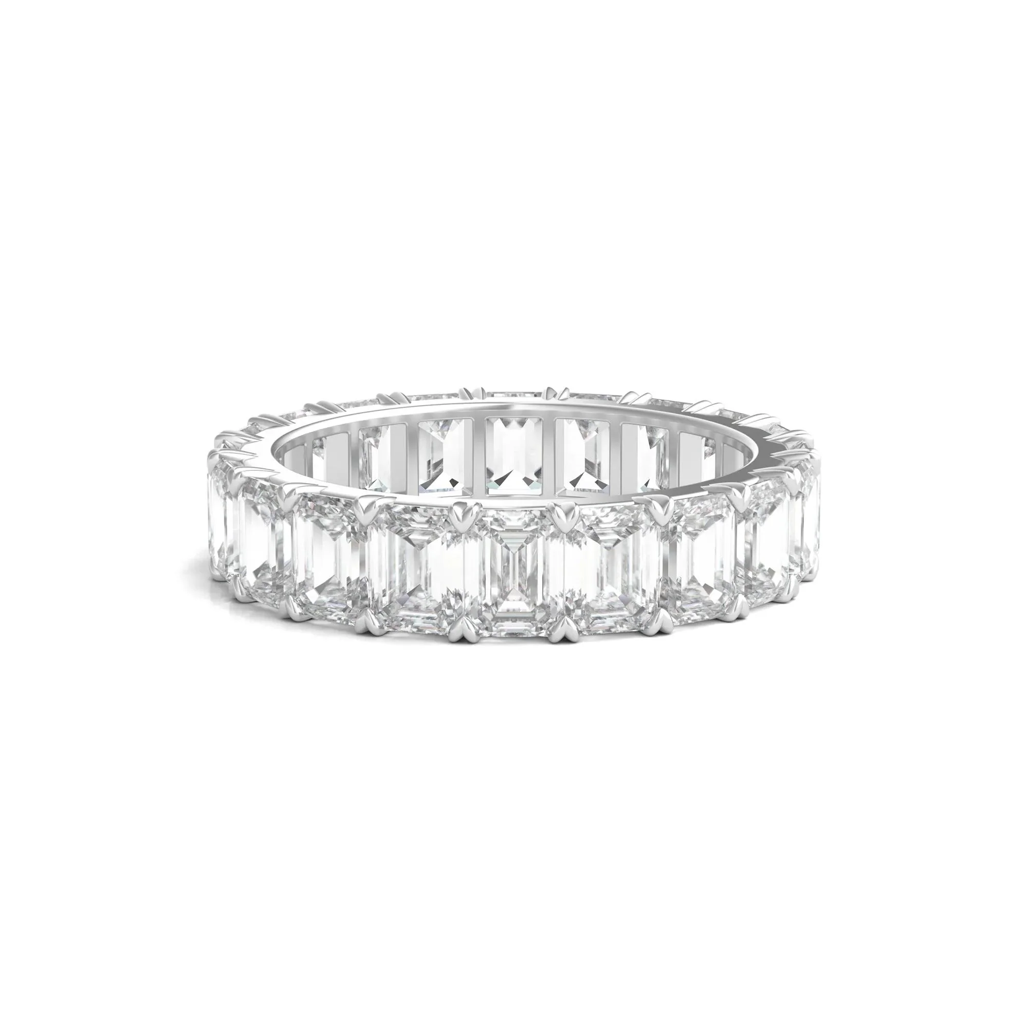 5 CT. Tw. Lab Grown Emerald-Cut Diamond Eternity Band Ring Platinum White Size 5.5 4mm