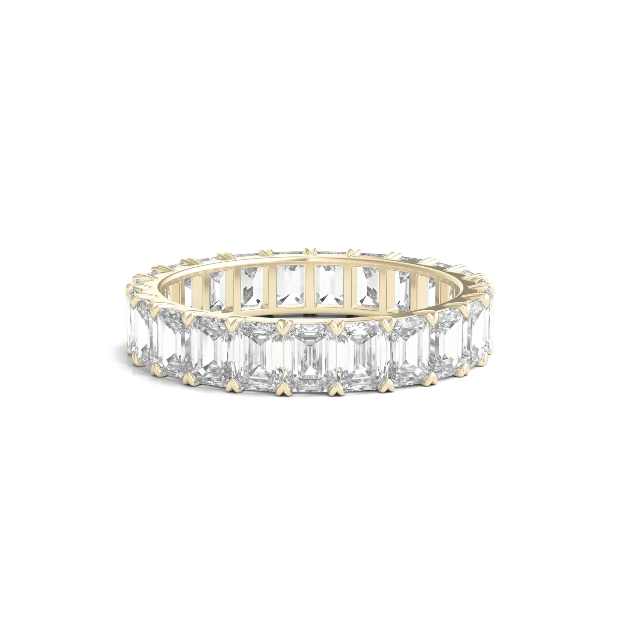 4 CT. Tw. Lab Grown Emerald-Cut Diamond Eternity Band Ring 14K Yellow Gold Size 4 4mm