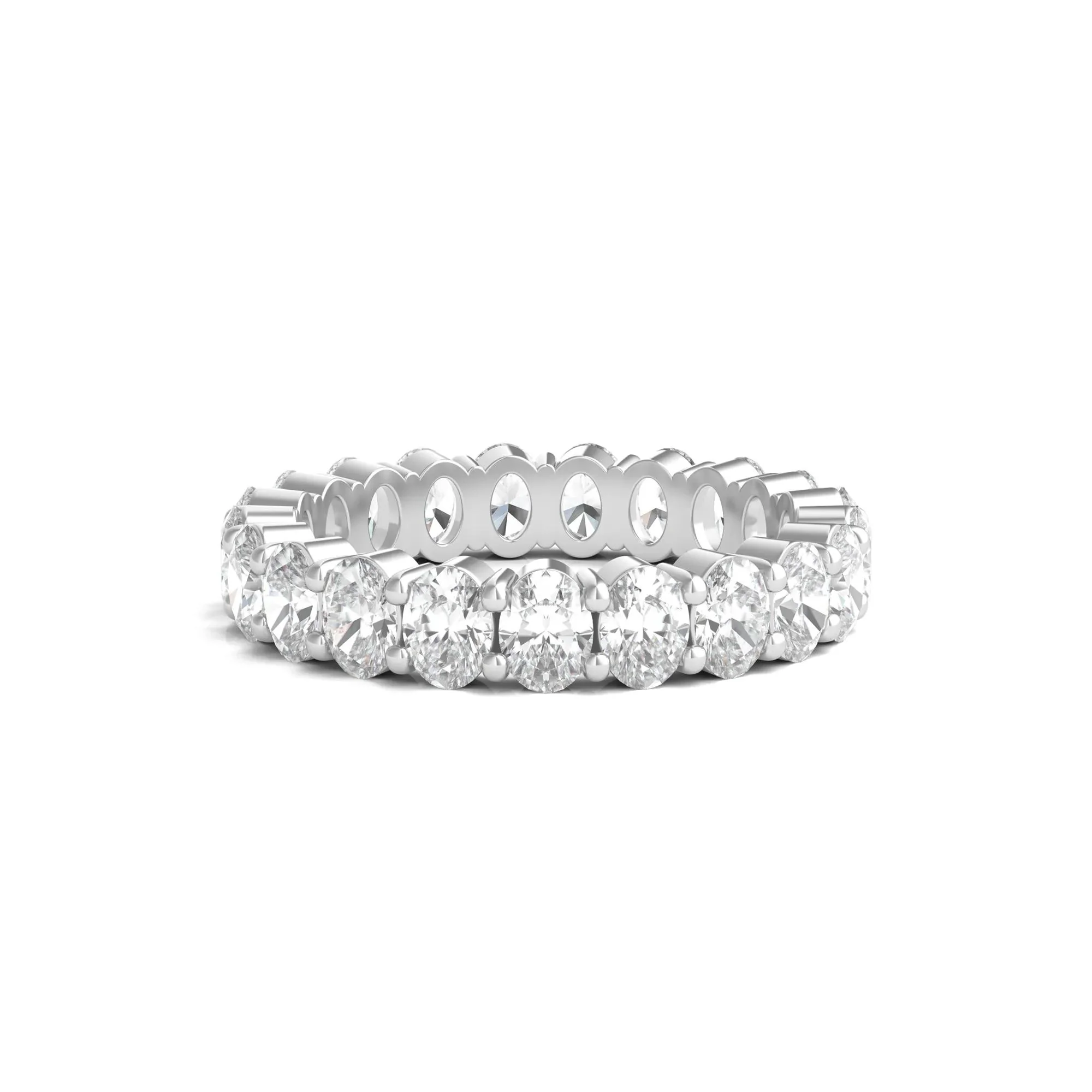 3 CT. Tw. Oval-Shaped Diamond Wedding Band Ring with Eternity Setting Platinum White Size 4 3mm