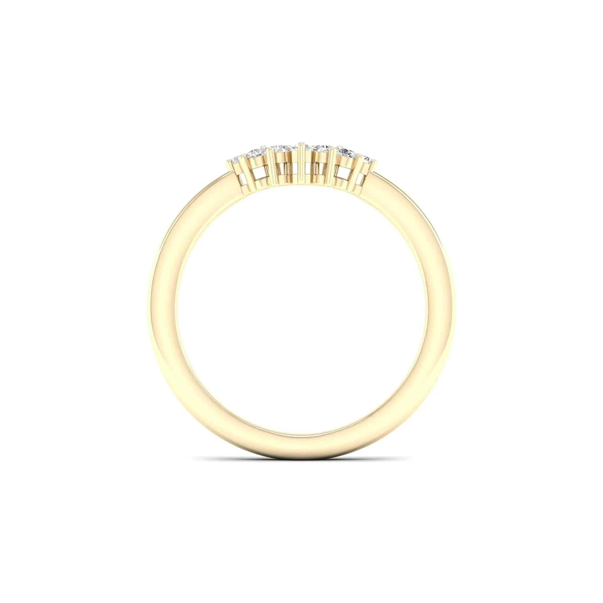 1/7 CT. Tw. Round and Baguette Diamond Contour Band Ring 14K Yellow Gold Round Brilliant Cut Size 6 2mm - Image 2