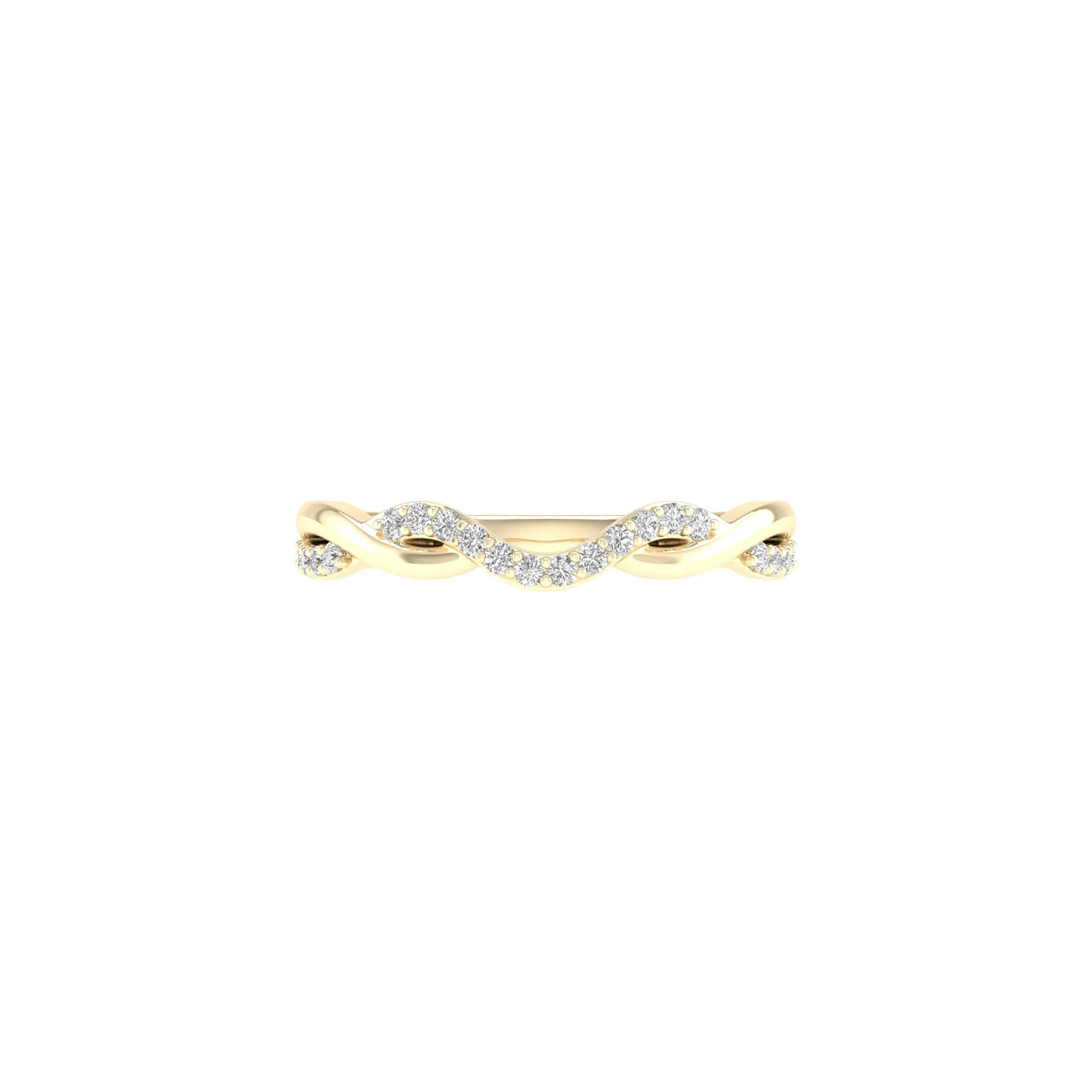 1/7 CT. Tw. Diamond Contour Twist Band Ring 14K Yellow Gold Round Brilliant Cut Size 5.5 2mm