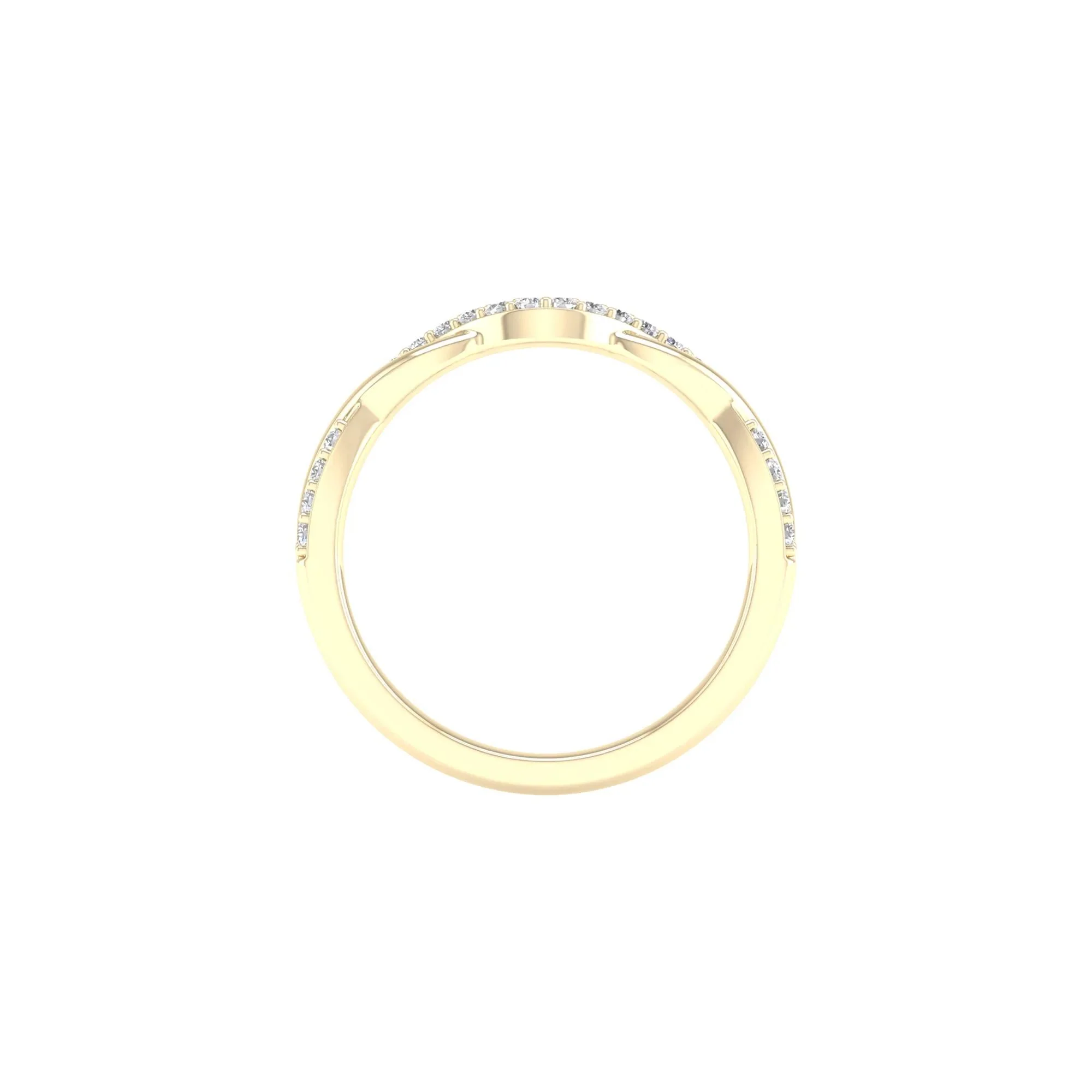 1/7 CT. Tw. Diamond Contour Twist Band Ring 14K Yellow Gold Round Brilliant Cut Size 7.5 2mm - Image 2