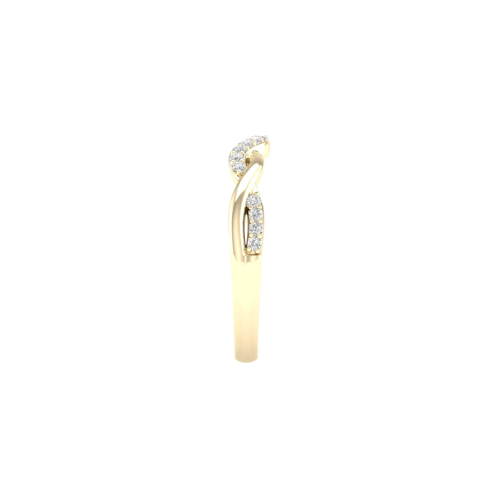 1/7 CT. Tw. Diamond Contour Twist Band Ring 14K Yellow Gold Round Brilliant Cut Size 8 2mm - Image 3
