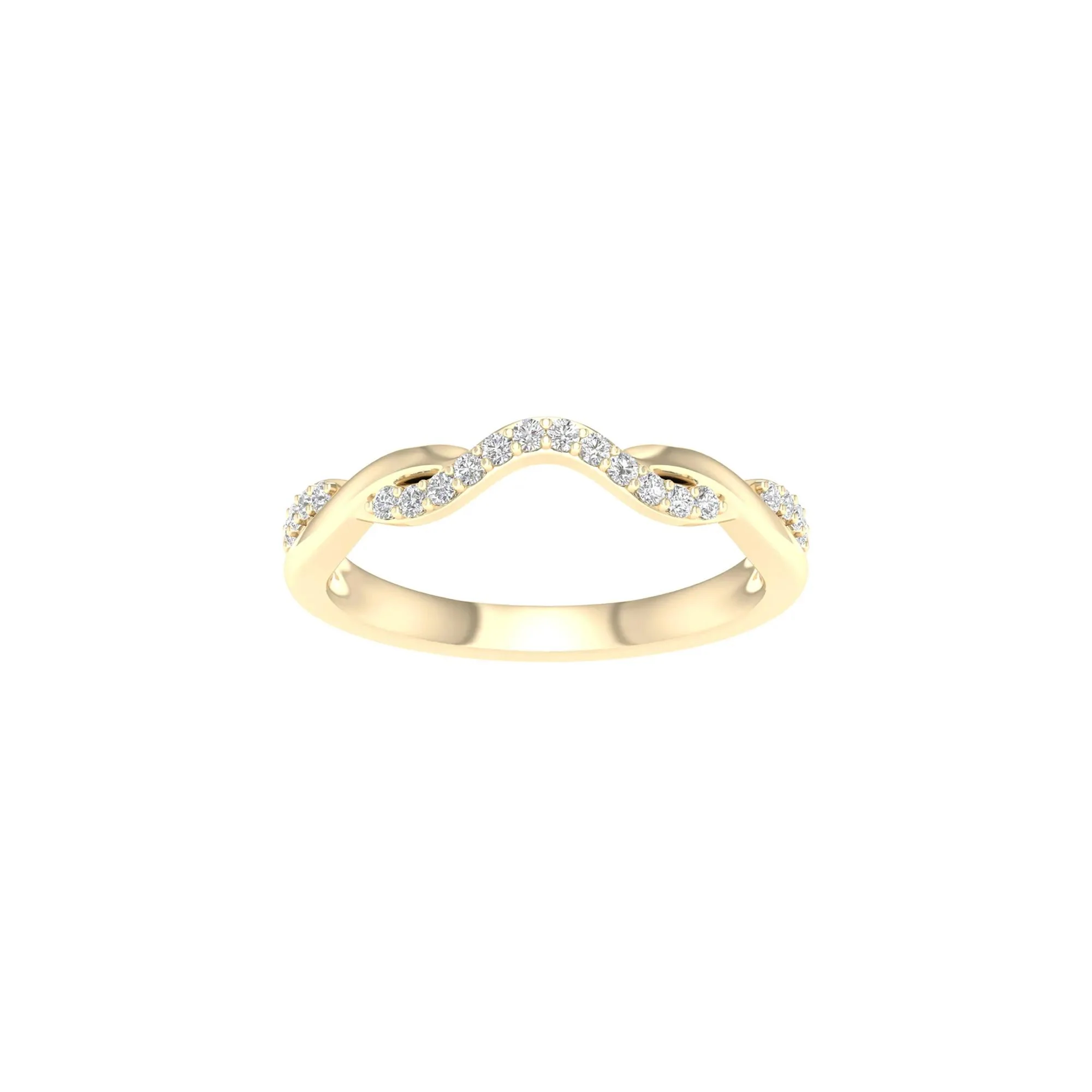 1/7 CT. Tw. Diamond Contour Twist Band Ring 14K Yellow Gold Round Brilliant Cut Size 9 2mm - Image 4