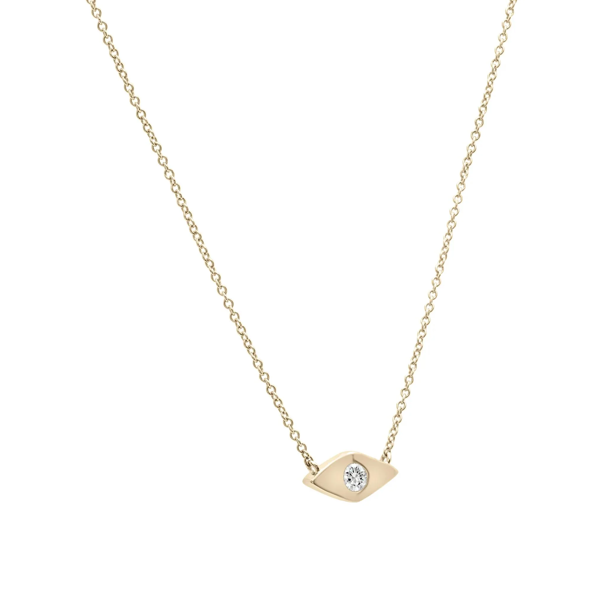 1/10 CT. Tw. Diamond Eye Bezel-Set Pendant Necklace 10K Yellow Gold Size 17"