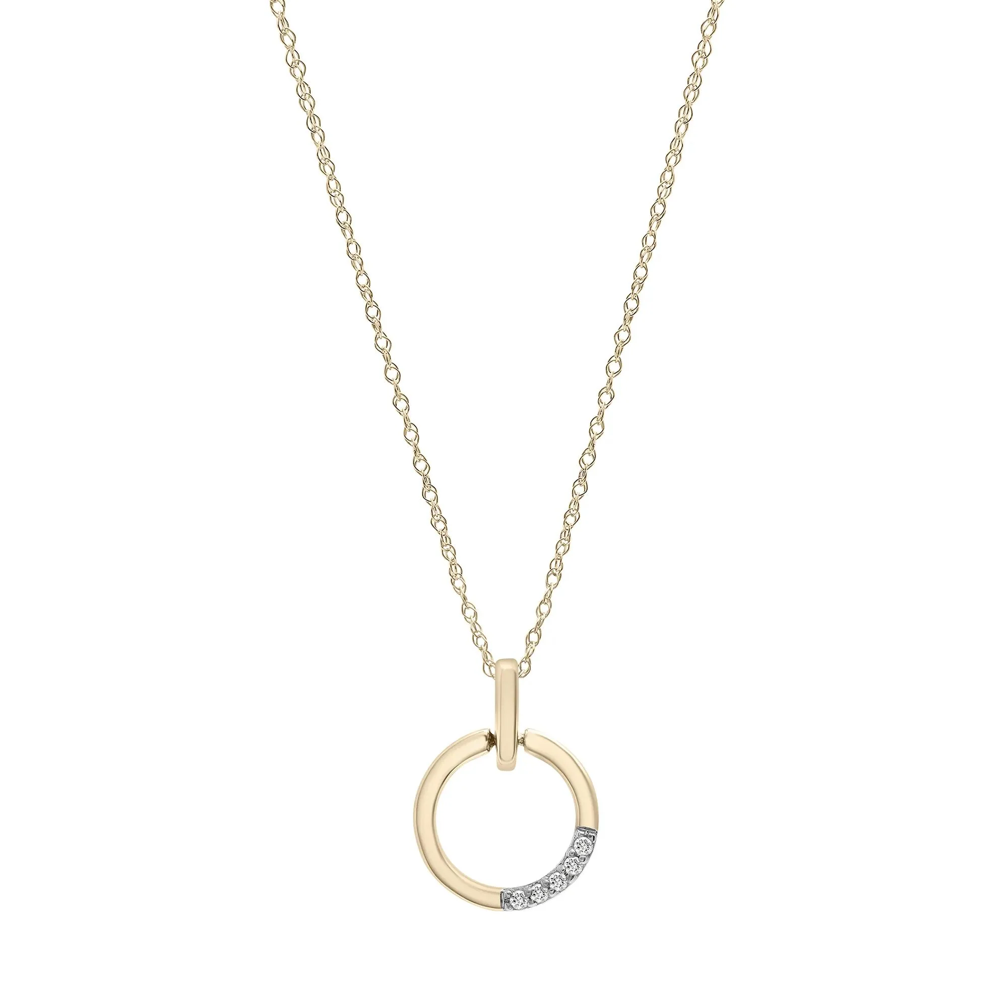 Diamond Accent Door Knocker Pendant Necklace 10K Yellow Gold Size 18"