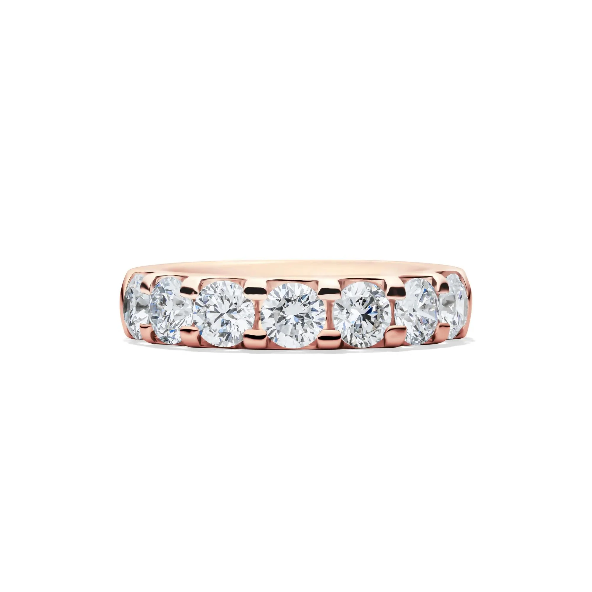 2 CT. Tw. Lab Grown Diamond Seven-Stone Anniversary Band Ring 14K Rose Gold Round Brilliant Cut Size 5.5 4.5mm