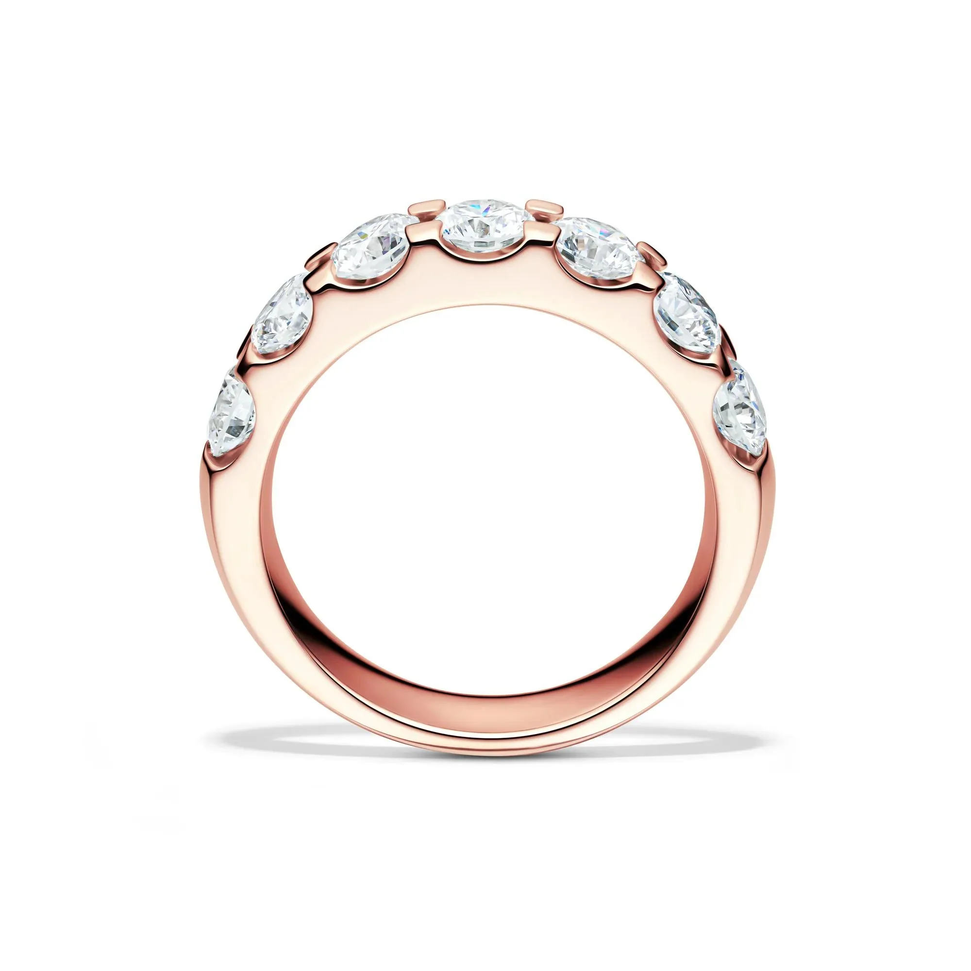2 CT. Tw. Lab Grown Diamond Seven-Stone Anniversary Band Ring 14K Rose Gold Round Brilliant Cut Size 5.5 4.5mm - Image 2