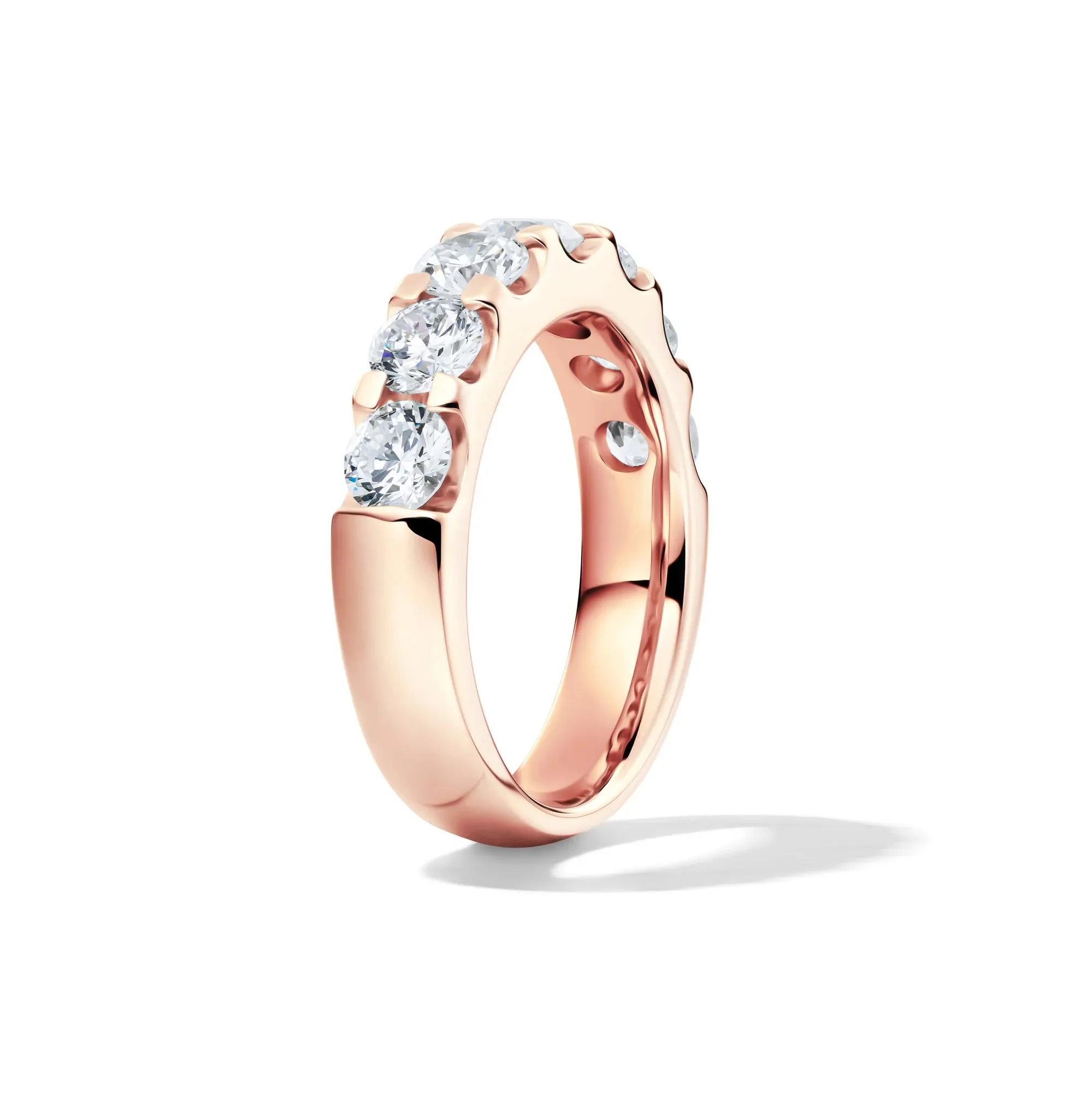 2 CT. Tw. Lab Grown Diamond Seven-Stone Anniversary Band Ring 14K Rose Gold Round Brilliant Cut Size 8.5 4.5mm - Image 3