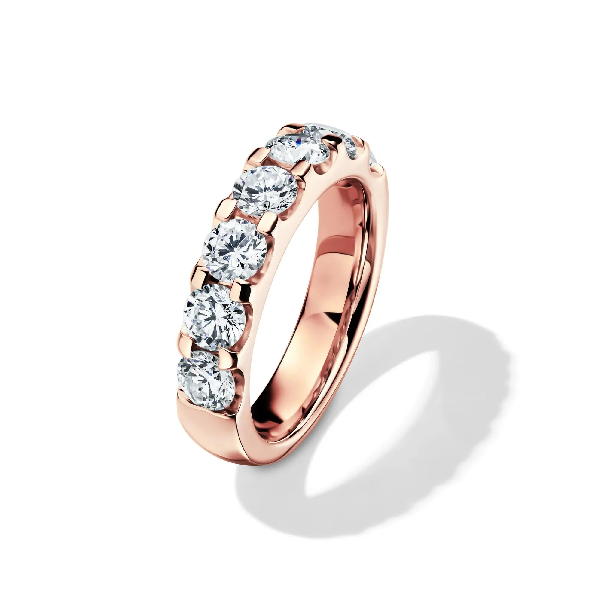 2 CT. Tw. Lab Grown Diamond Seven-Stone Anniversary Band Ring 14K Rose Gold Round Brilliant Cut Size 8.5 4.5mm - Image 4