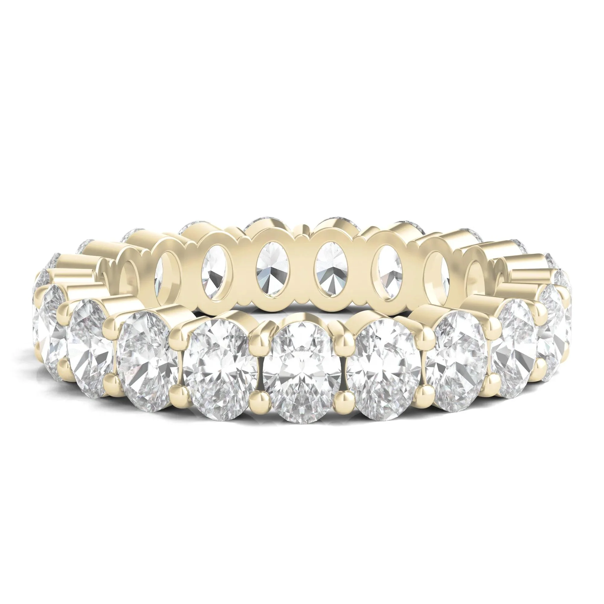 3 CT. Tw. Oval-Shaped Diamond Wedding Band Ring with Eternity Setting 14K Yellow Gold Size 6 3mm