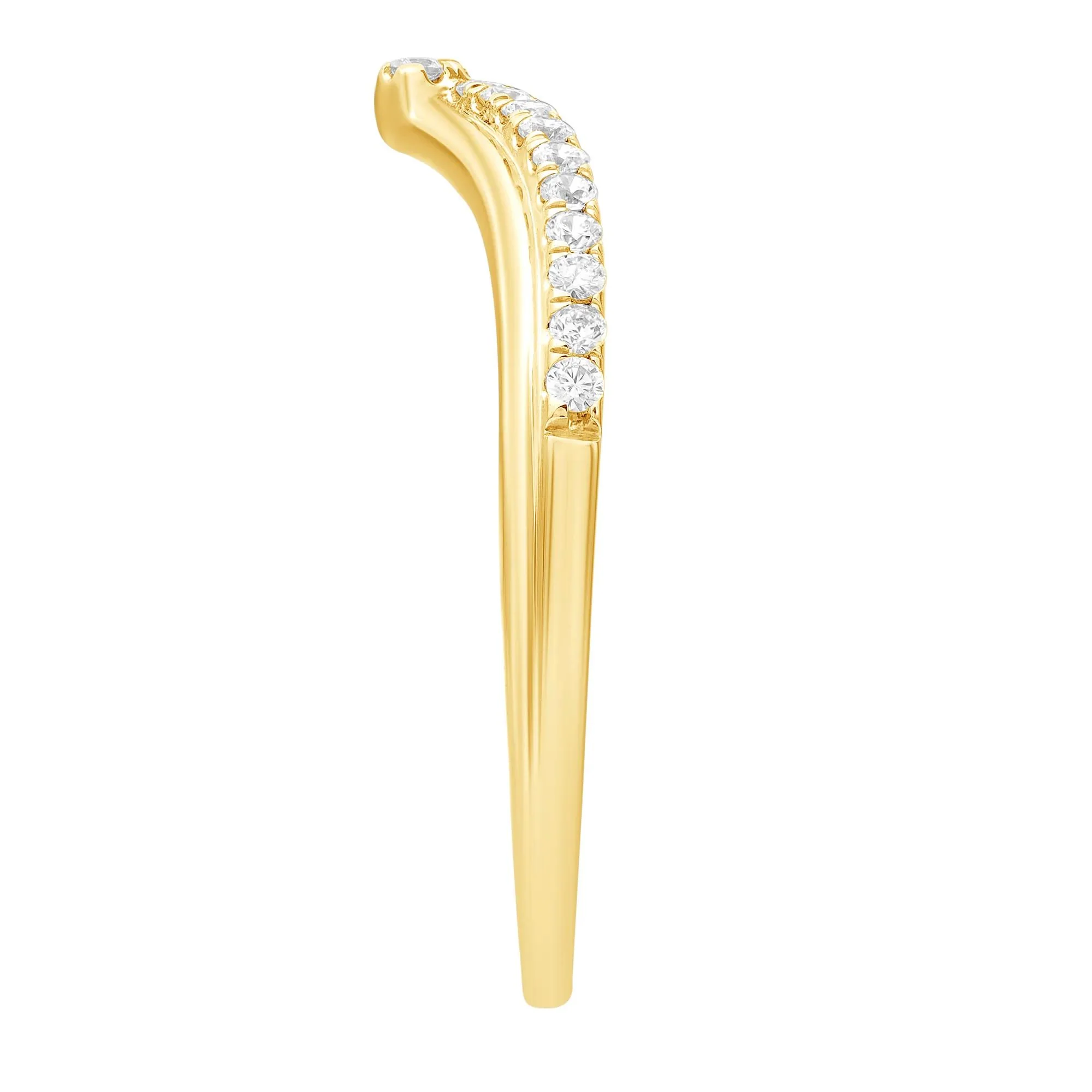 1/7 CT. Tw. Diamond Contour Band Ring 10K Yellow Gold Round Brilliant Cut Size 6.5 - Image 3