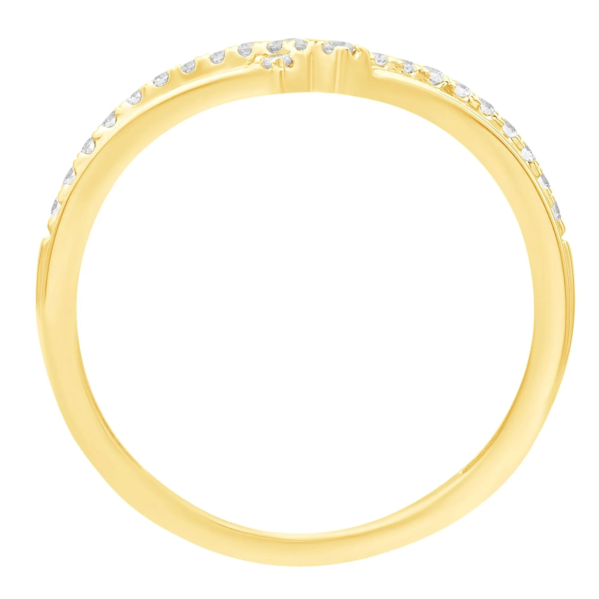 1/7 CT. Tw. Diamond Contour Band Ring 10K Yellow Gold Round Brilliant Cut Size 9 - Image 2