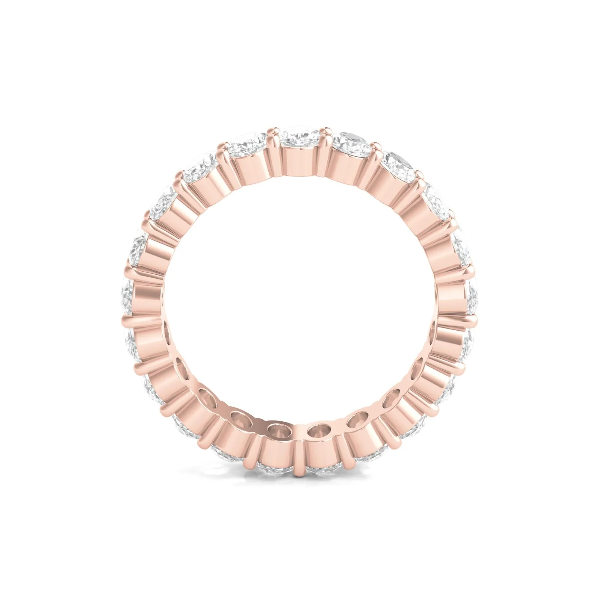 3 CT. Tw. Oval-Shaped Diamond Wedding Band Ring with Eternity Setting 14K Rose Gold Size 6.5 3mm - Image 2