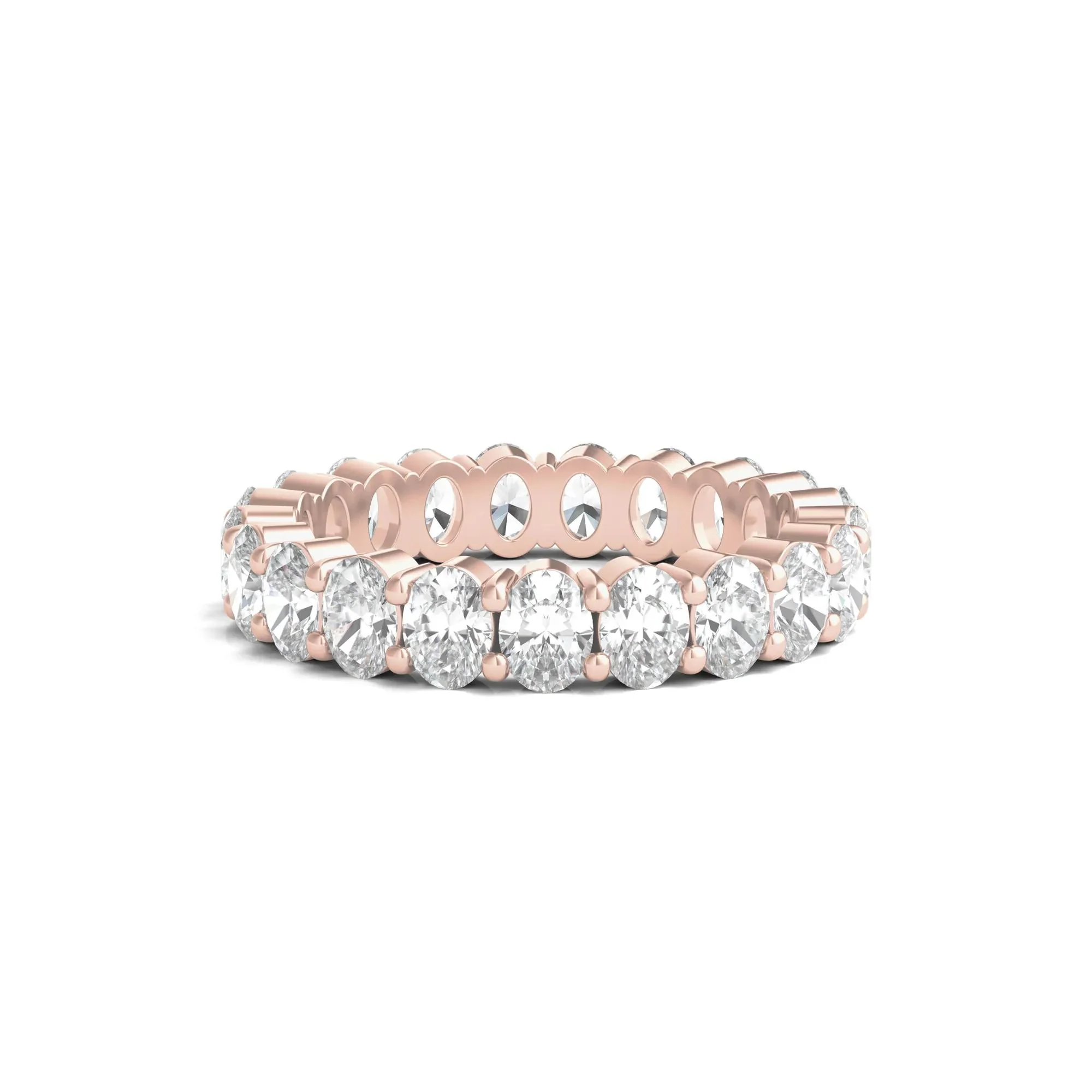 3 CT. Tw. Oval-Shaped Diamond Wedding Band Ring with Eternity Setting 14K Rose Gold Size 8 3mm