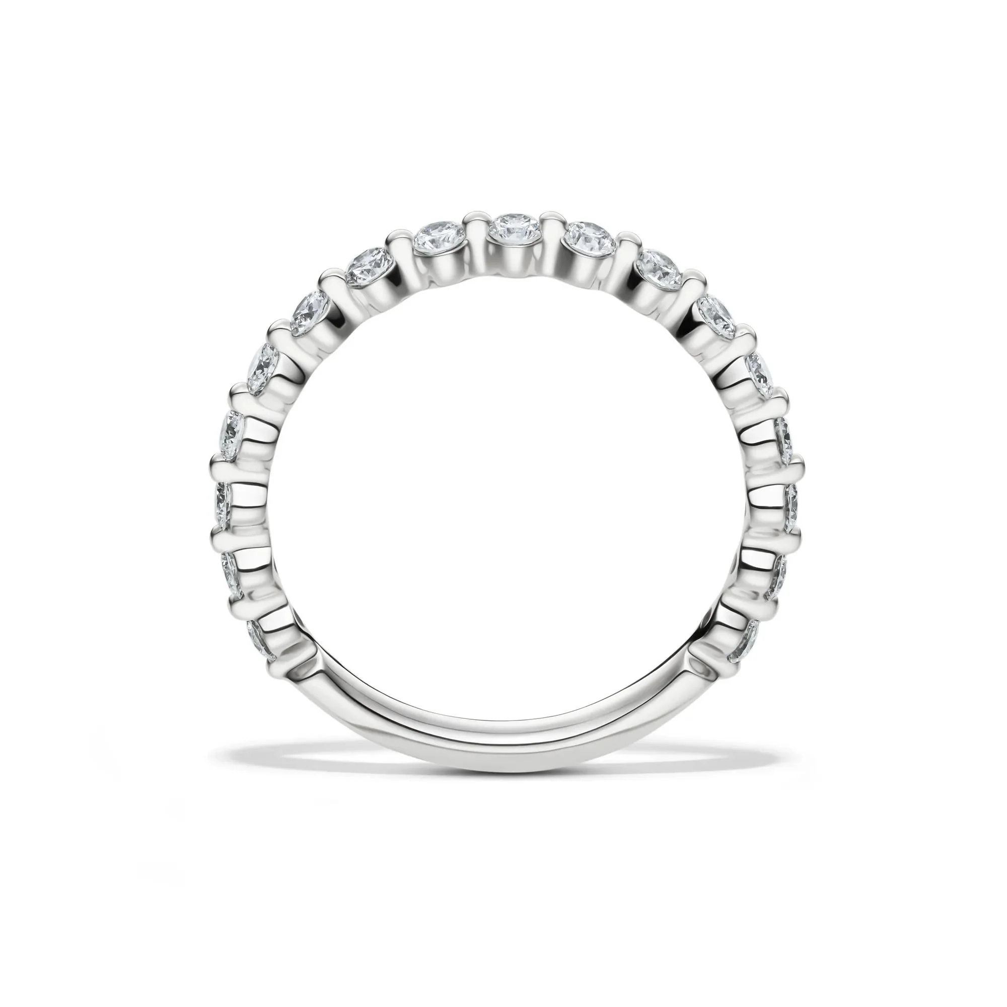 1/2 CT. Tw. Lab Grown Diamond Wedding Band Ring 14K White Gold Round Brilliant Cut Size 5 2mm - Image 2