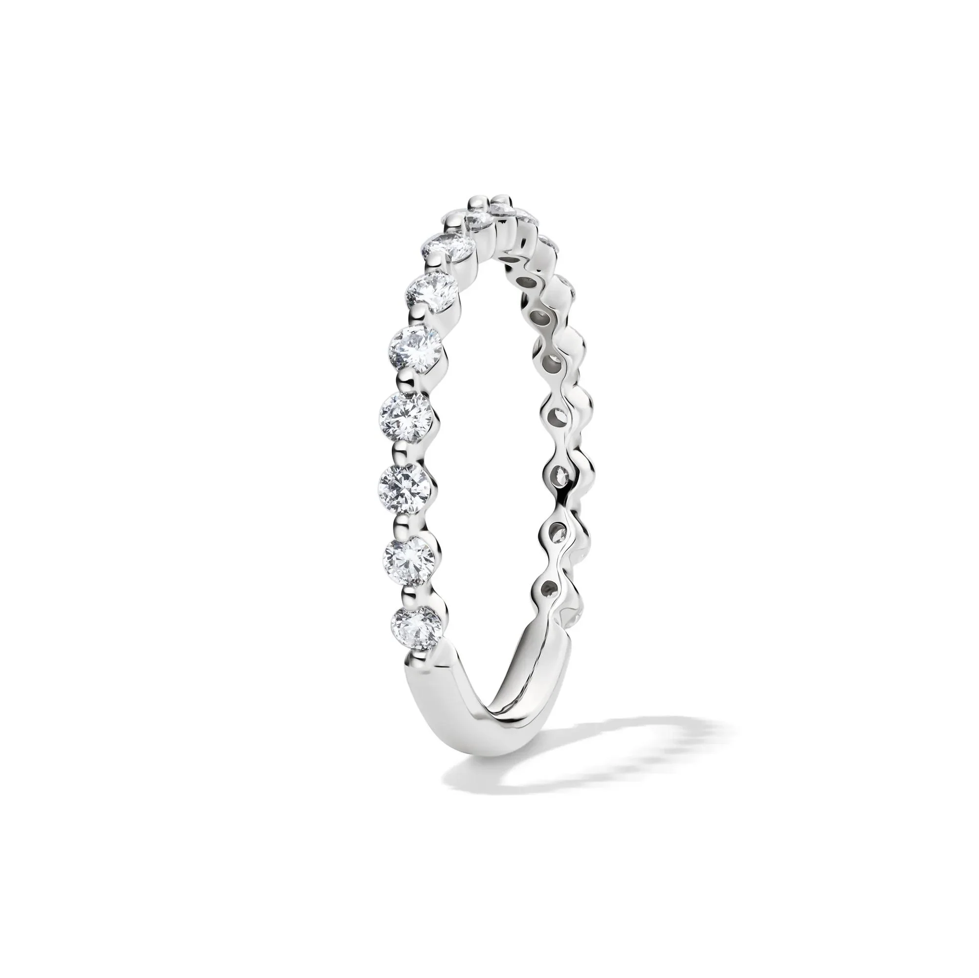 1/2 CT. Tw. Lab Grown Diamond Wedding Band Ring 14K White Gold Round Brilliant Cut Size 6.5 2mm - Image 3