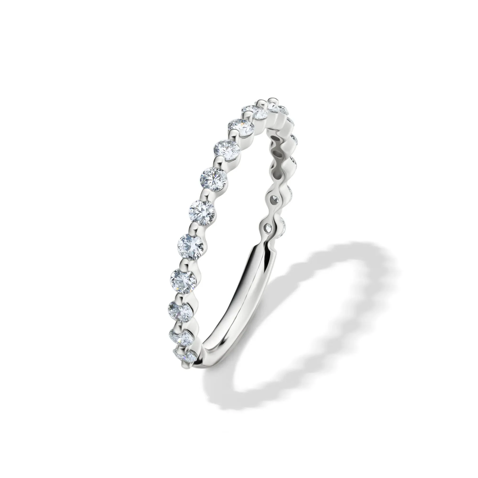 1/2 CT. Tw. Lab Grown Diamond Wedding Band Ring 14K White Gold Round Brilliant Cut Size 7.5 2mm - Image 4