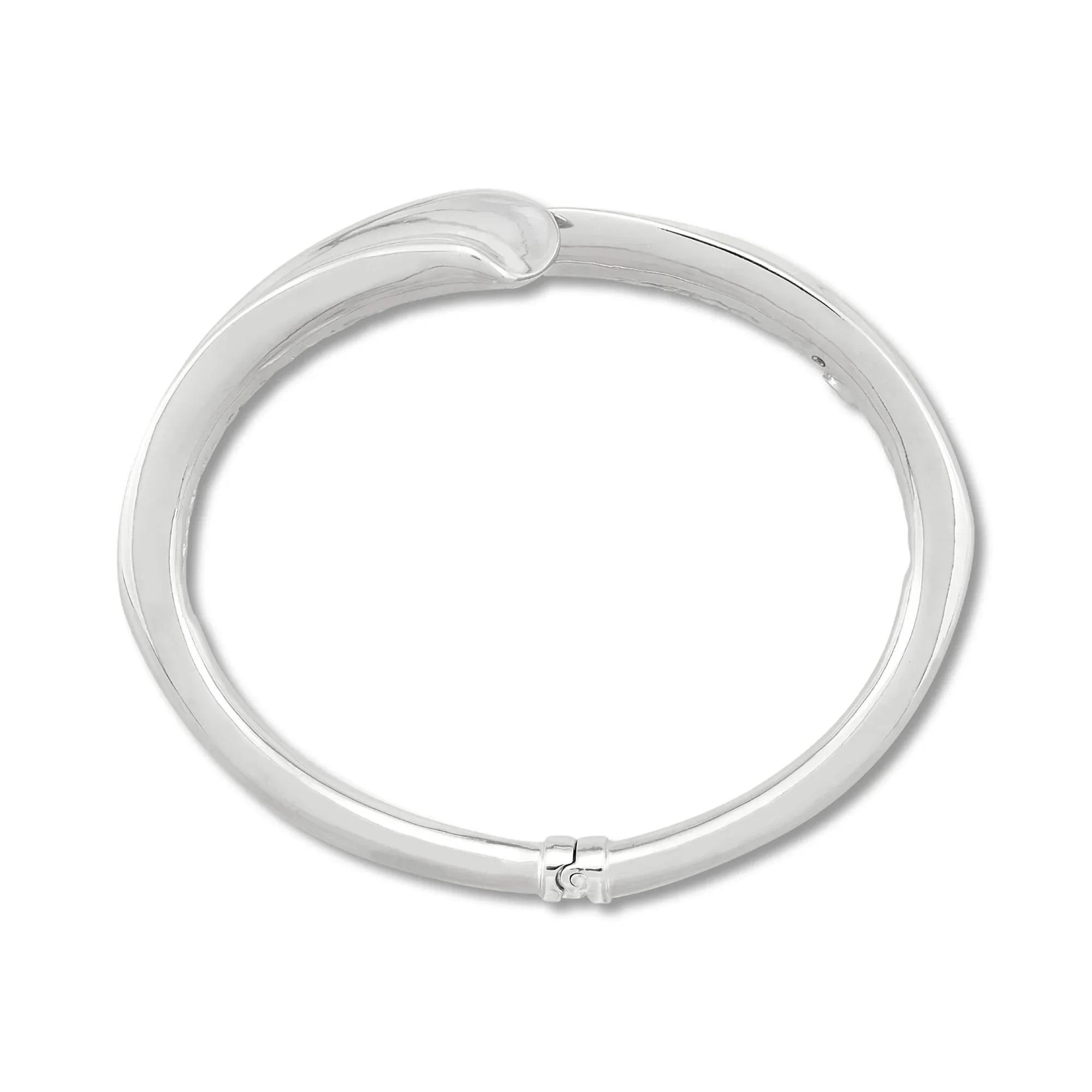 Concave Bypass Bangle Bracelet .925 Sterling Silver White Size 23.00mm - Image 2