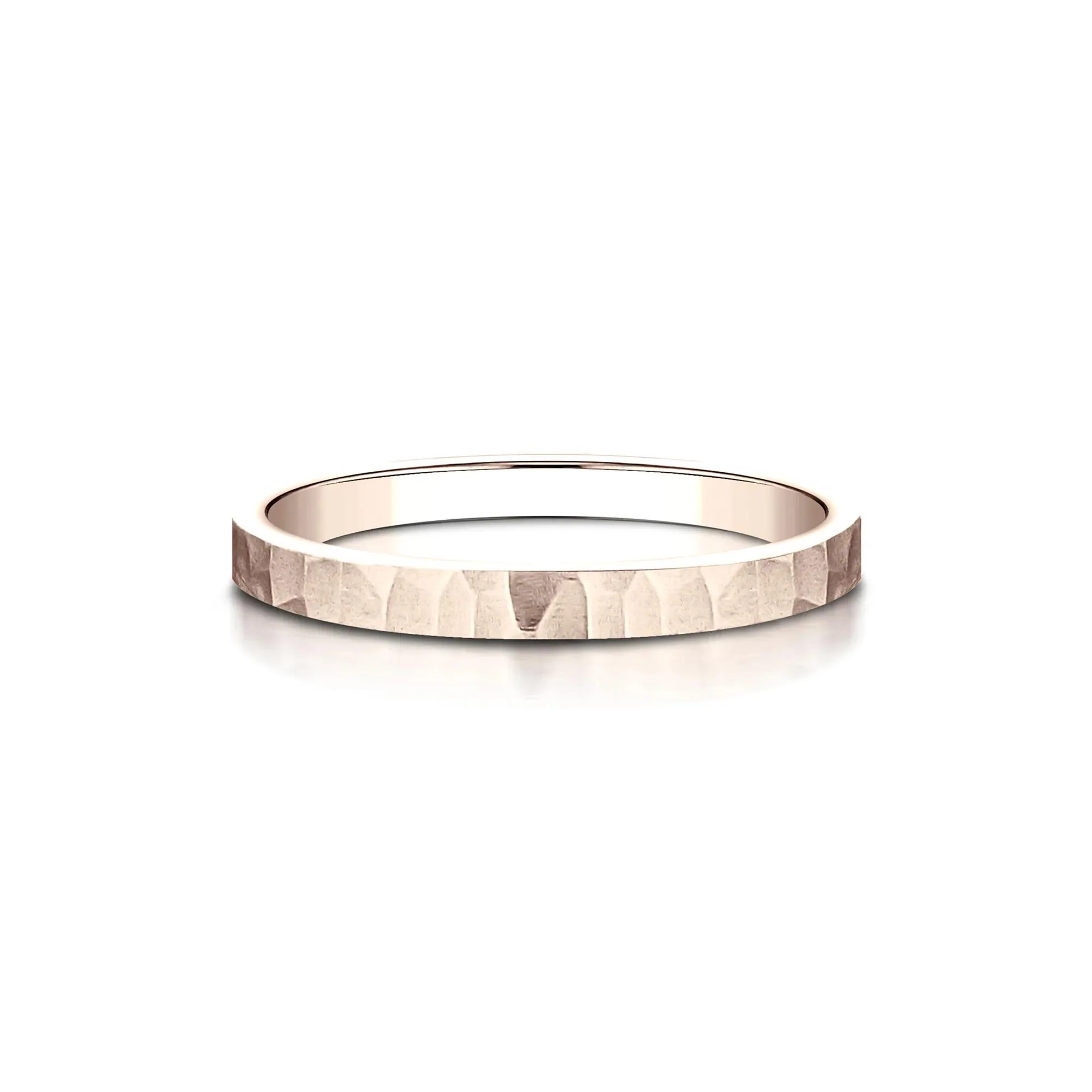 Hammered Band Ring 14K Rose Gold Size 6.5 2mm
