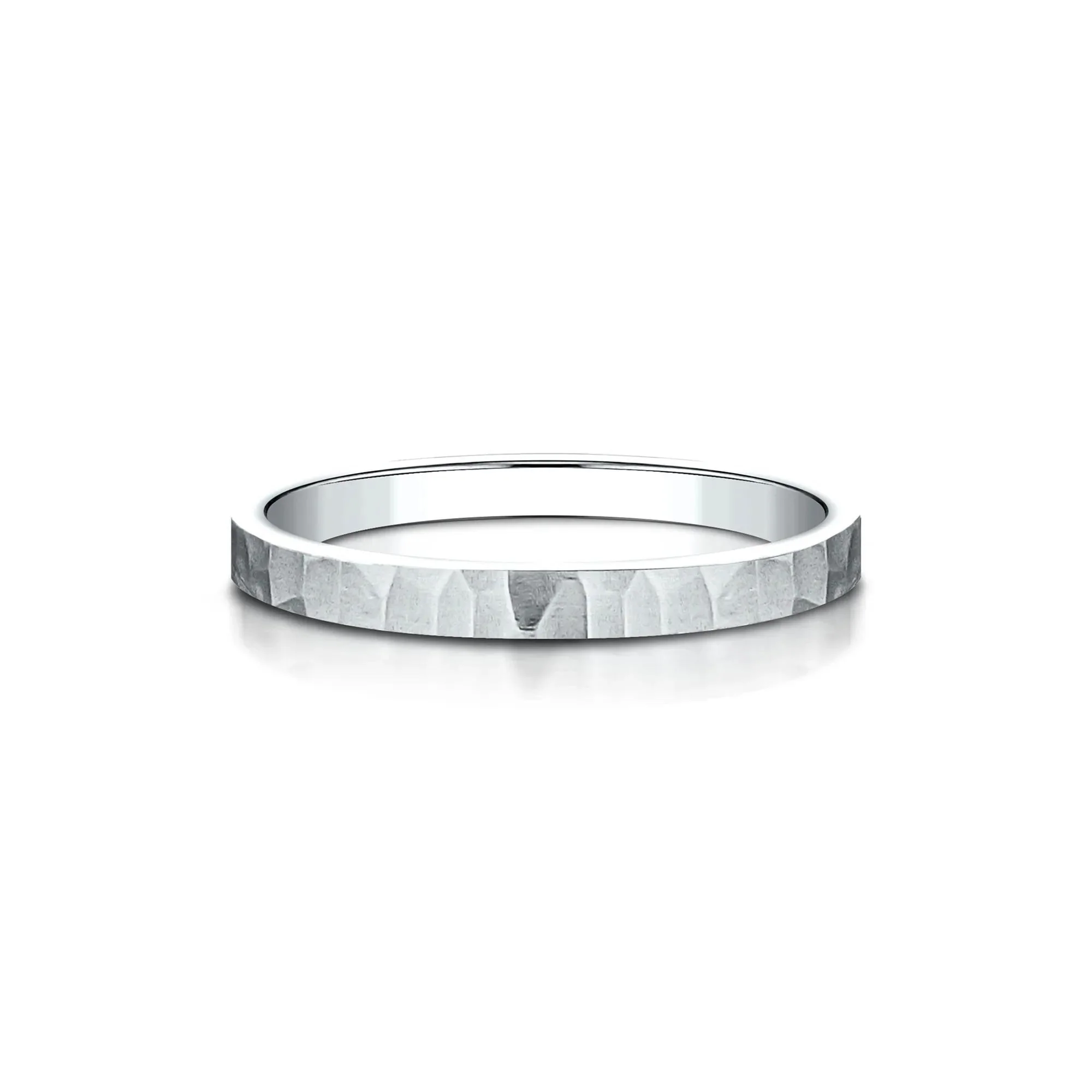 Hammered Band Ring 14K White Gold Size 4.5 2mm