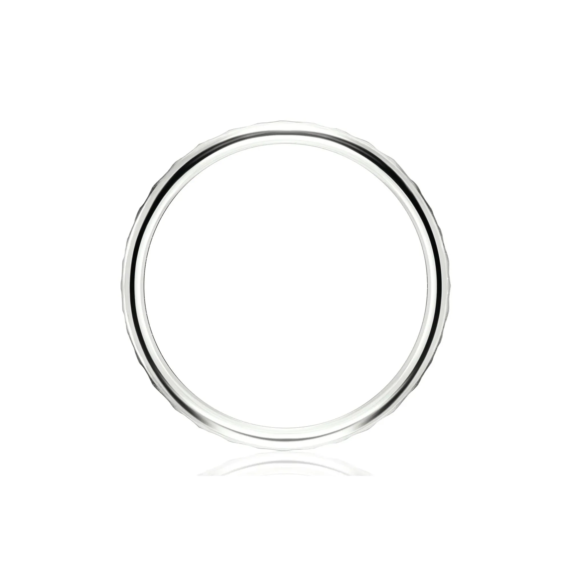 Hammered Band Ring 14K White Gold Size 8 2mm - Image 2