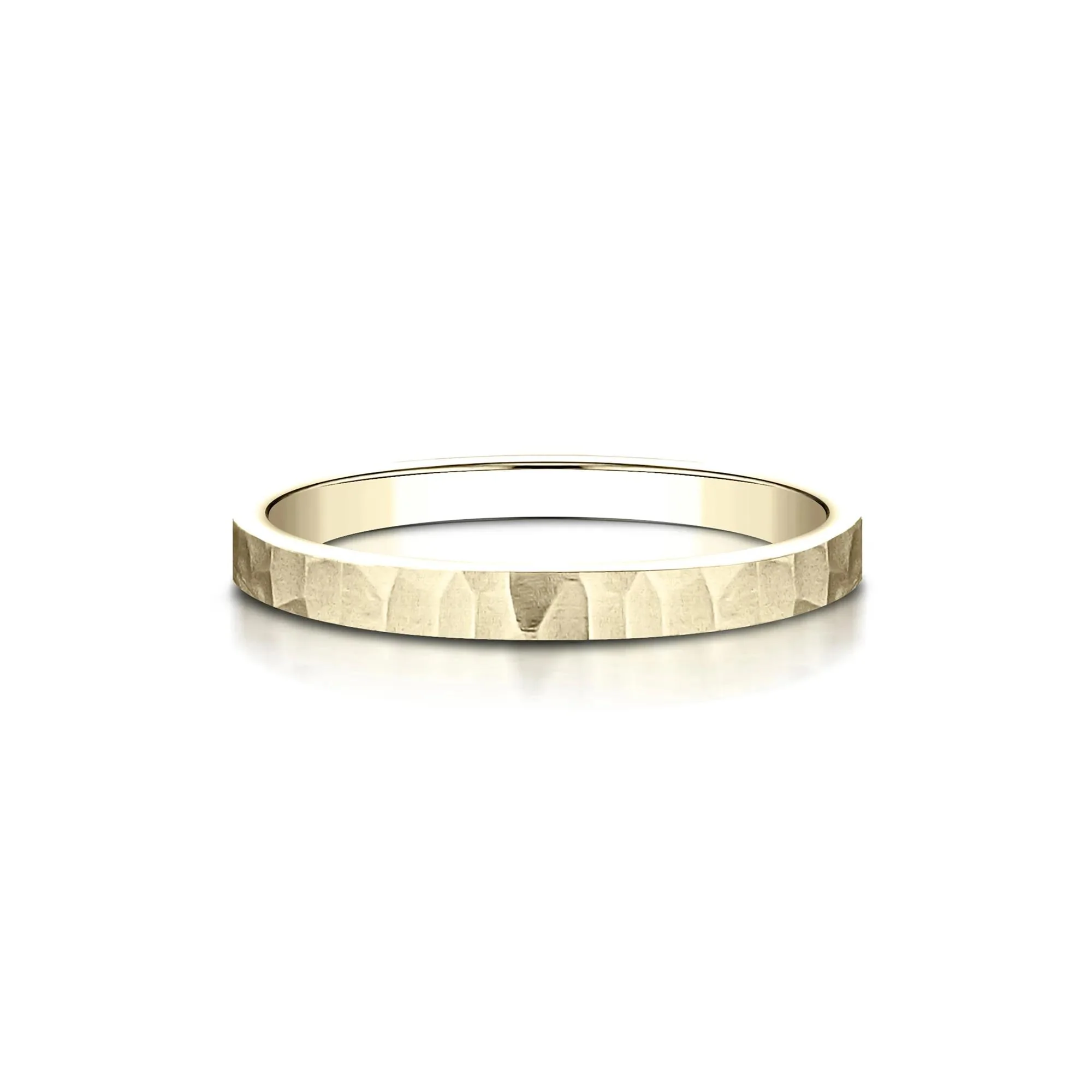 Hammered Band Ring 14K Yellow Gold Size 6 2mm