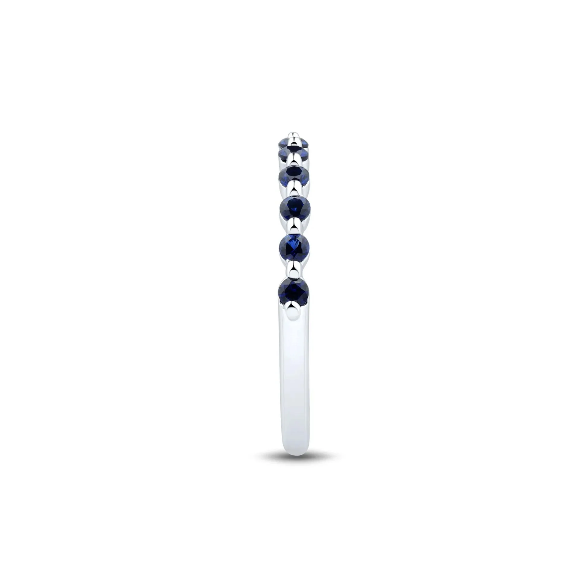 Lab Created Blue Sapphire Stack Band Ring .925 Sterling Silver White Size 7 1mm - Image 2