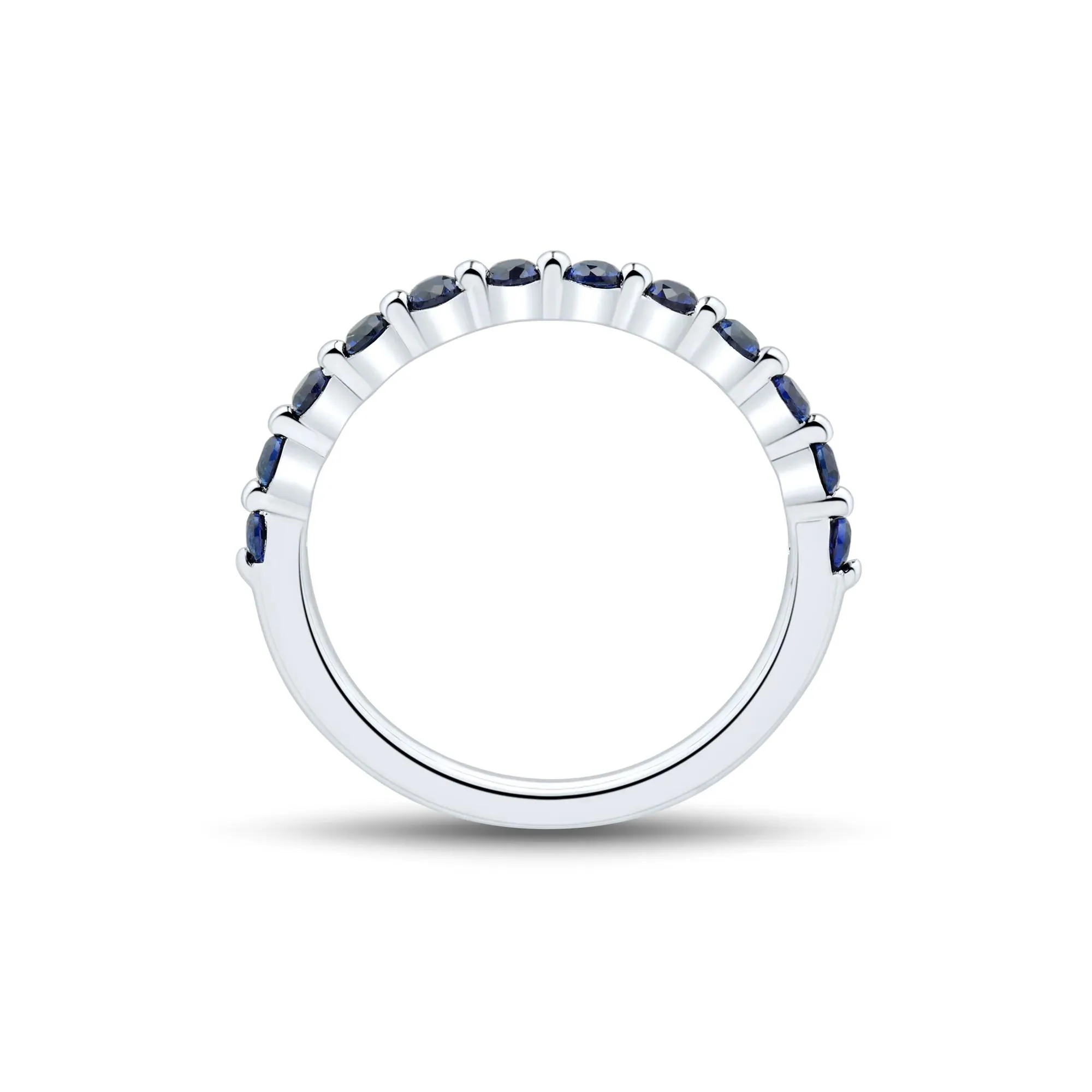 Lab Created Blue Sapphire Stack Band Ring .925 Sterling Silver White Size 7 1mm - Image 3