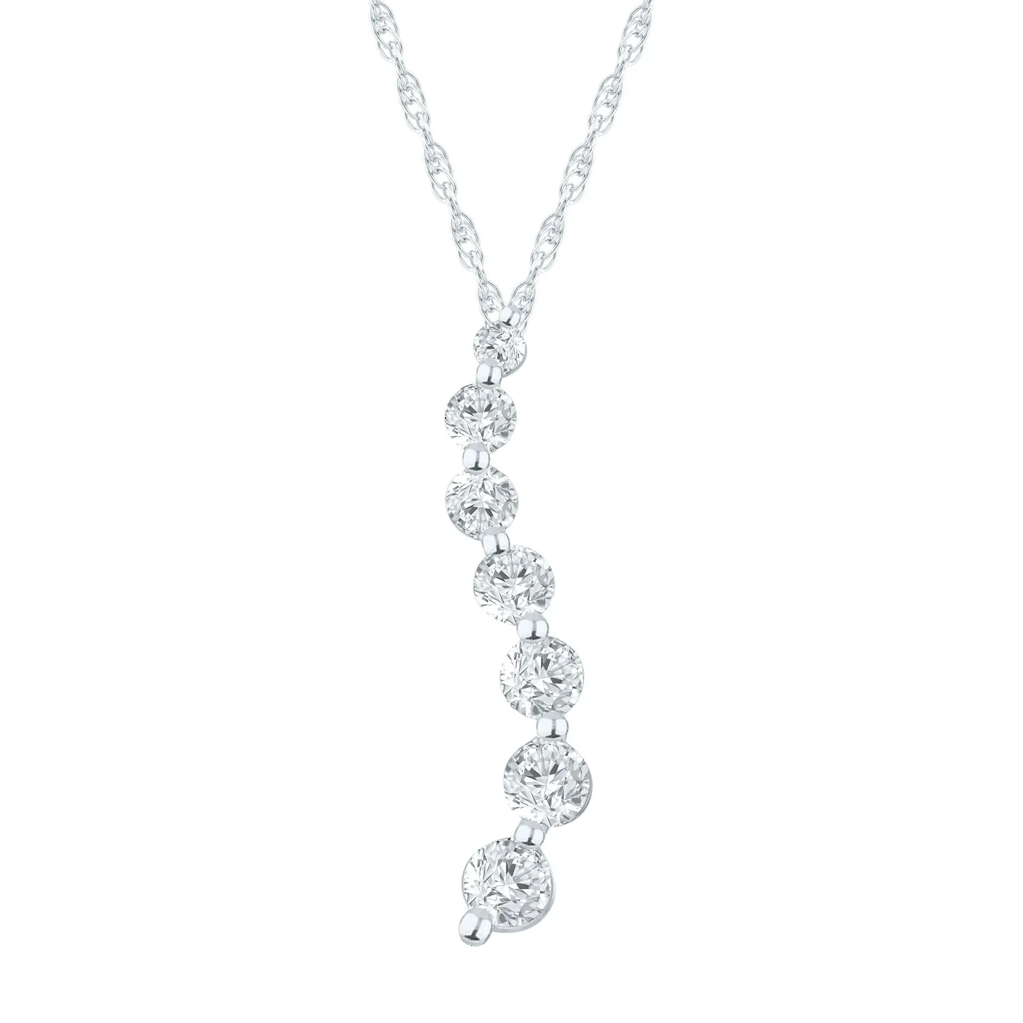 1/4 CT. Tw. Diamond Journey Pendant Necklace 10K White Gold Size 18"