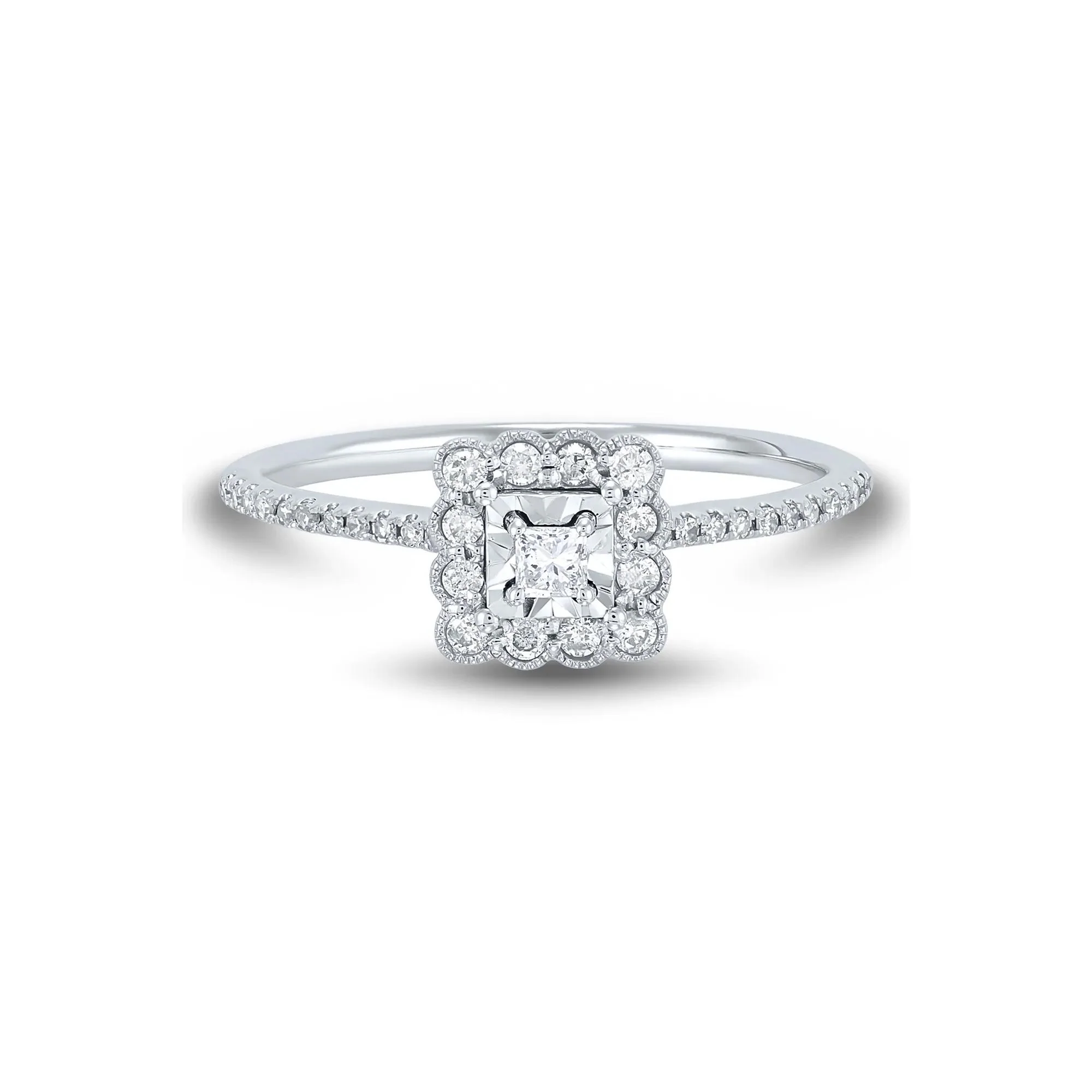 1/4 CT. Tw. Diamond Promise Ring 10K White Gold Round Brilliant Cut Size 7 1mm