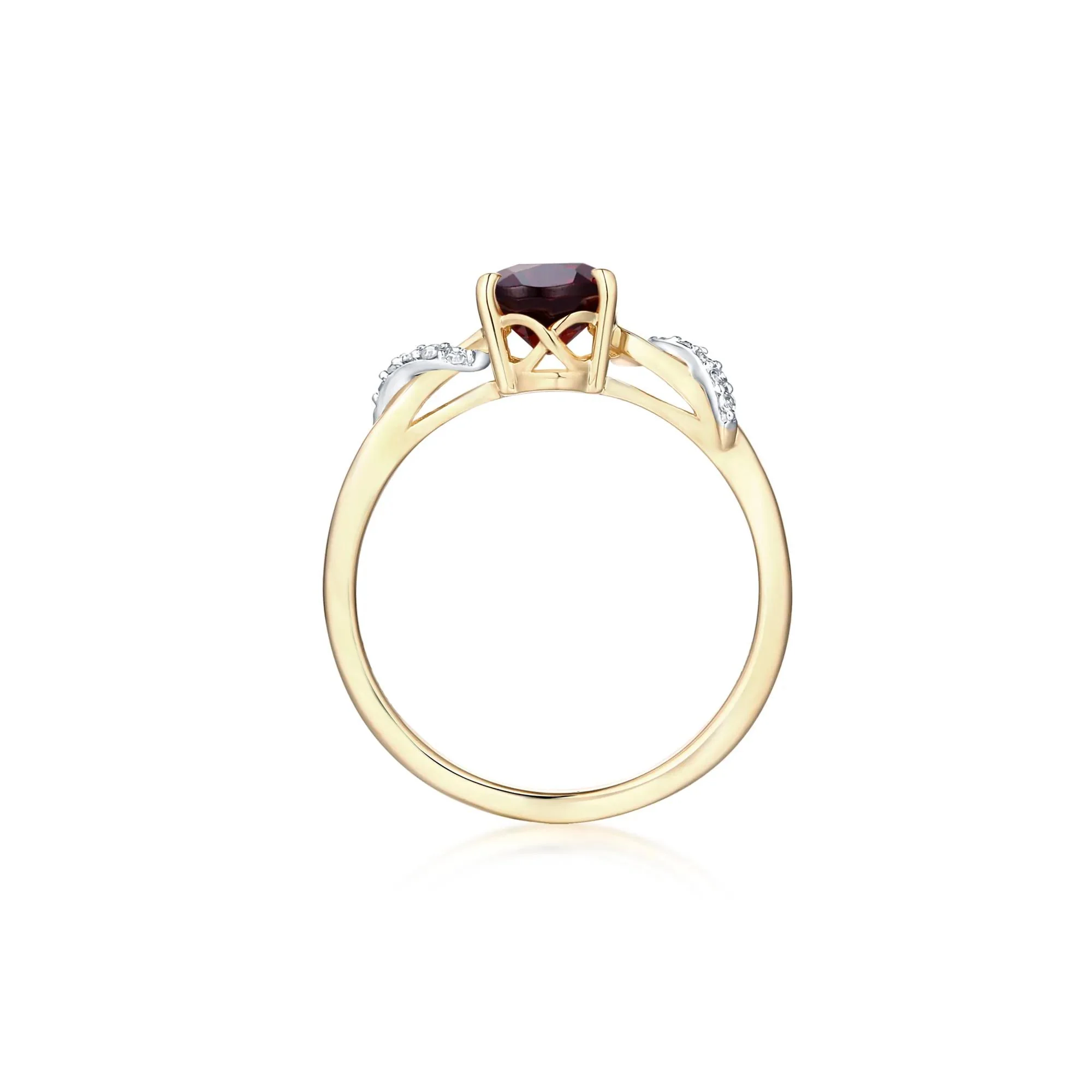 Garnet and Diamond Ring 10K Yellow Gold Size 7 - Image 2