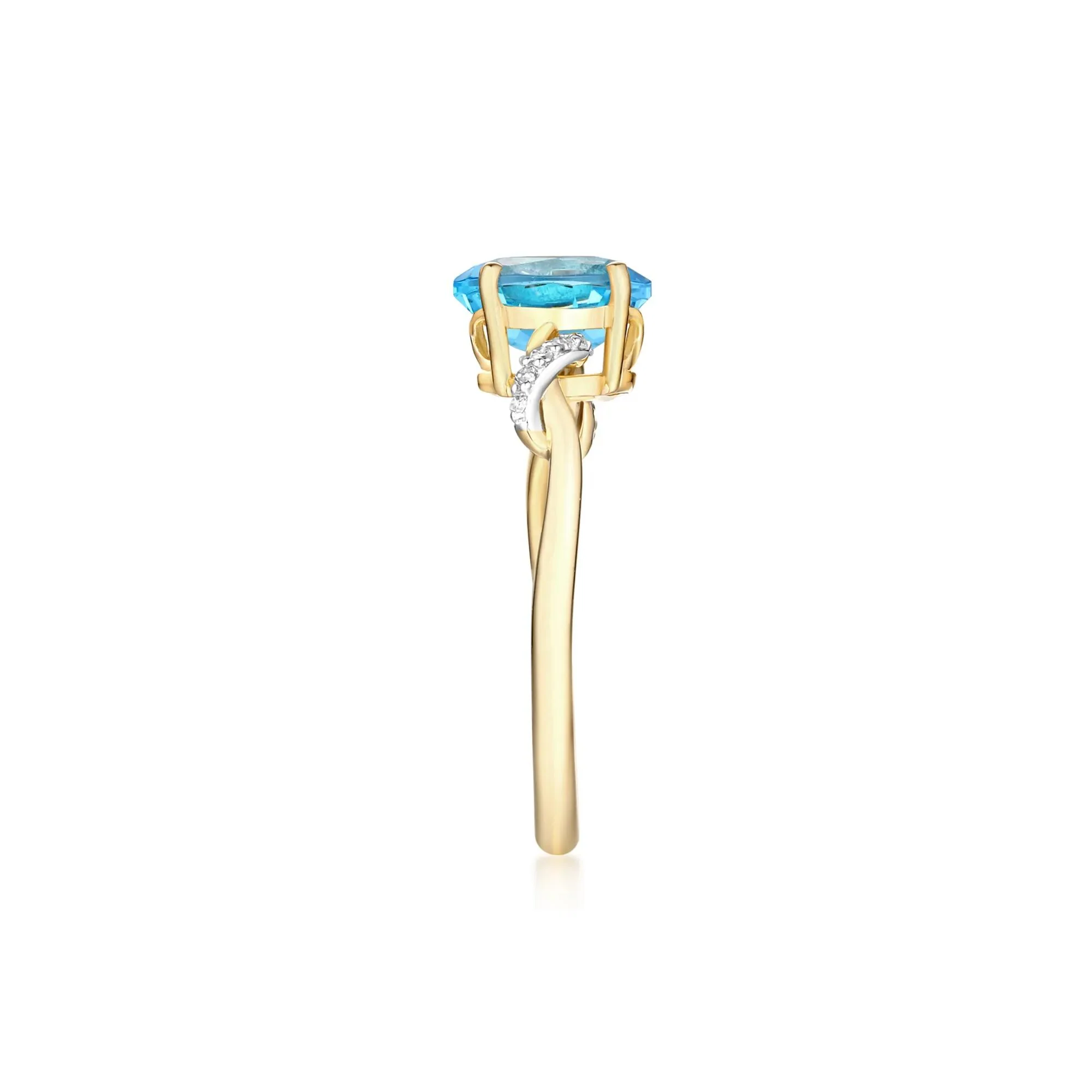 Blue Topaz and Diamond Accent Ring 10K Yellow Gold Size 6 - Image 2