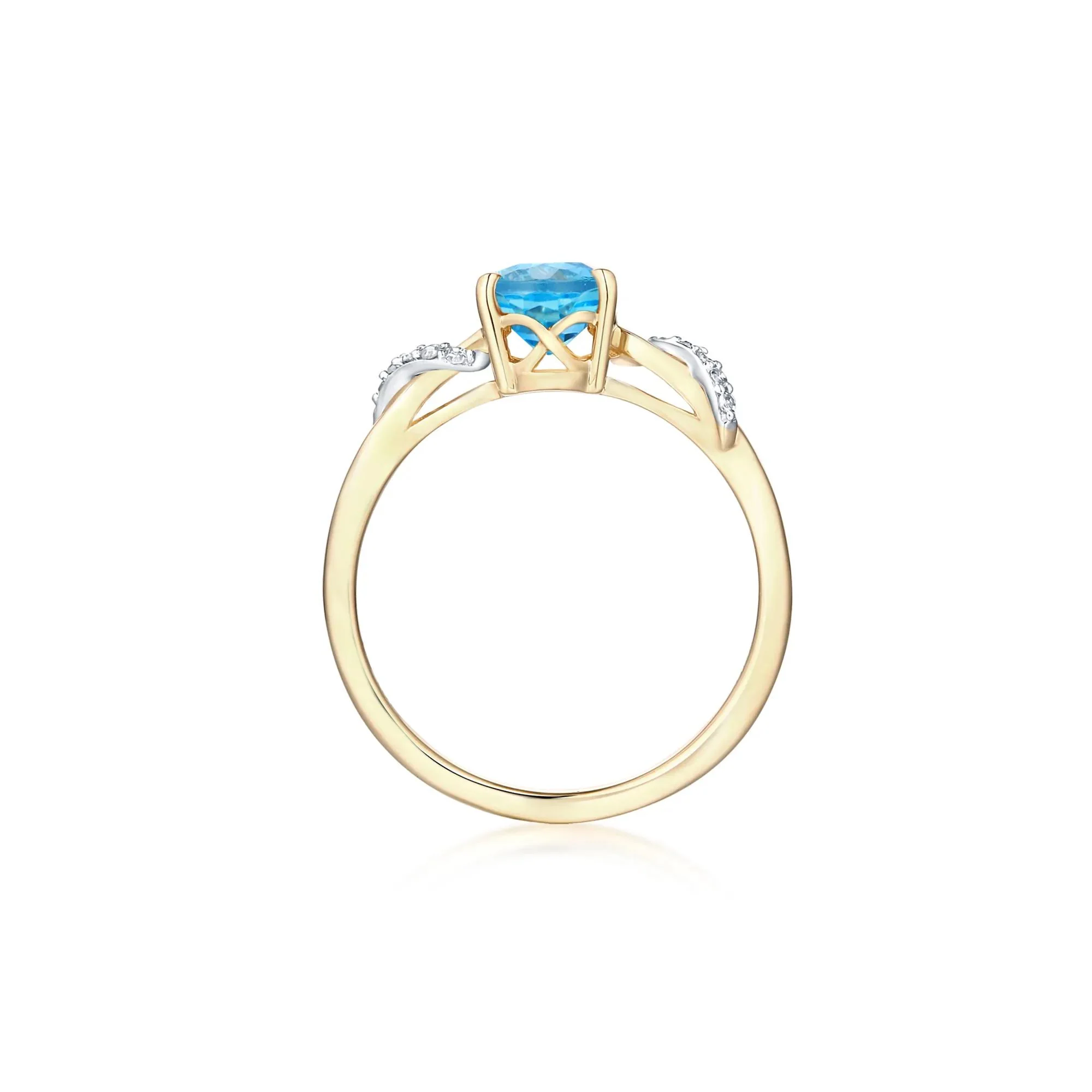 Blue Topaz and Diamond Accent Ring 10K Yellow Gold Size 8